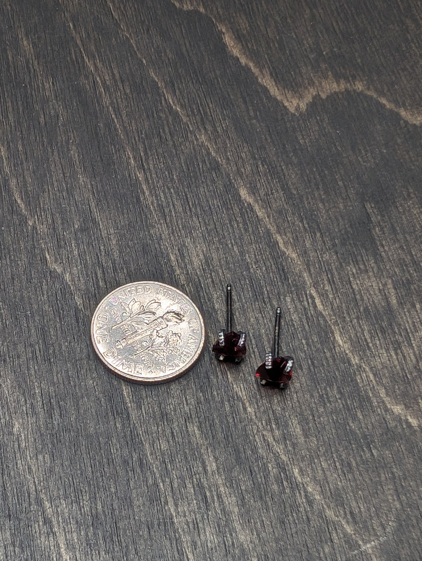 Trillion Faceted Garnet Sterling Silver Textured Stud Earrings