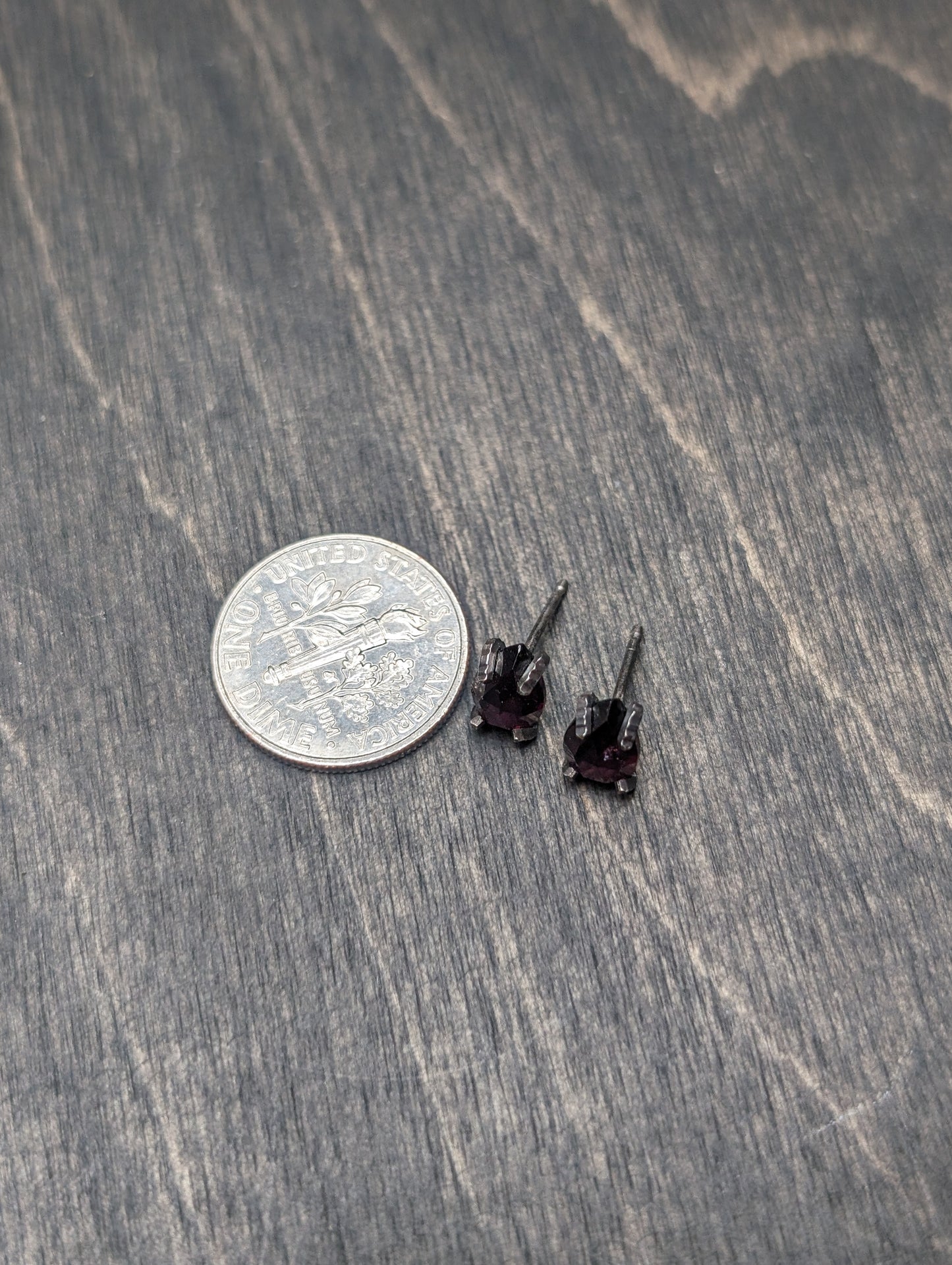 Faceted Teardrop Garnet Sterling Silver Textured Stud Earrings