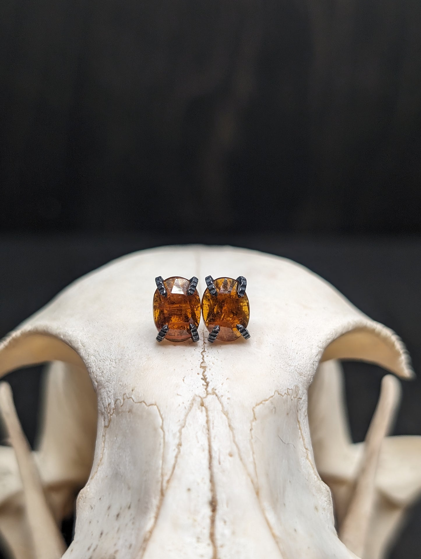 Faceted Oval Kyanite Sterling Silver Textured Stud Earrings