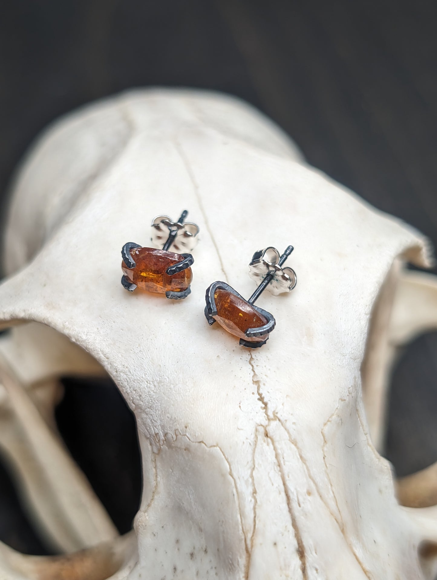 Faceted Oval Kyanite Sterling Silver Textured Stud Earrings