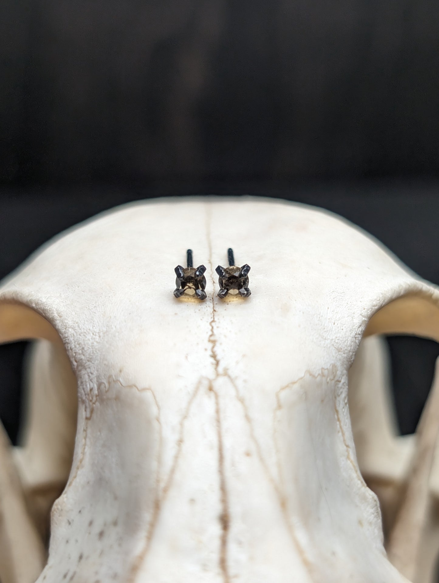 Tiny Faceted Citrine Sterling Silver Textured Stud Earrings