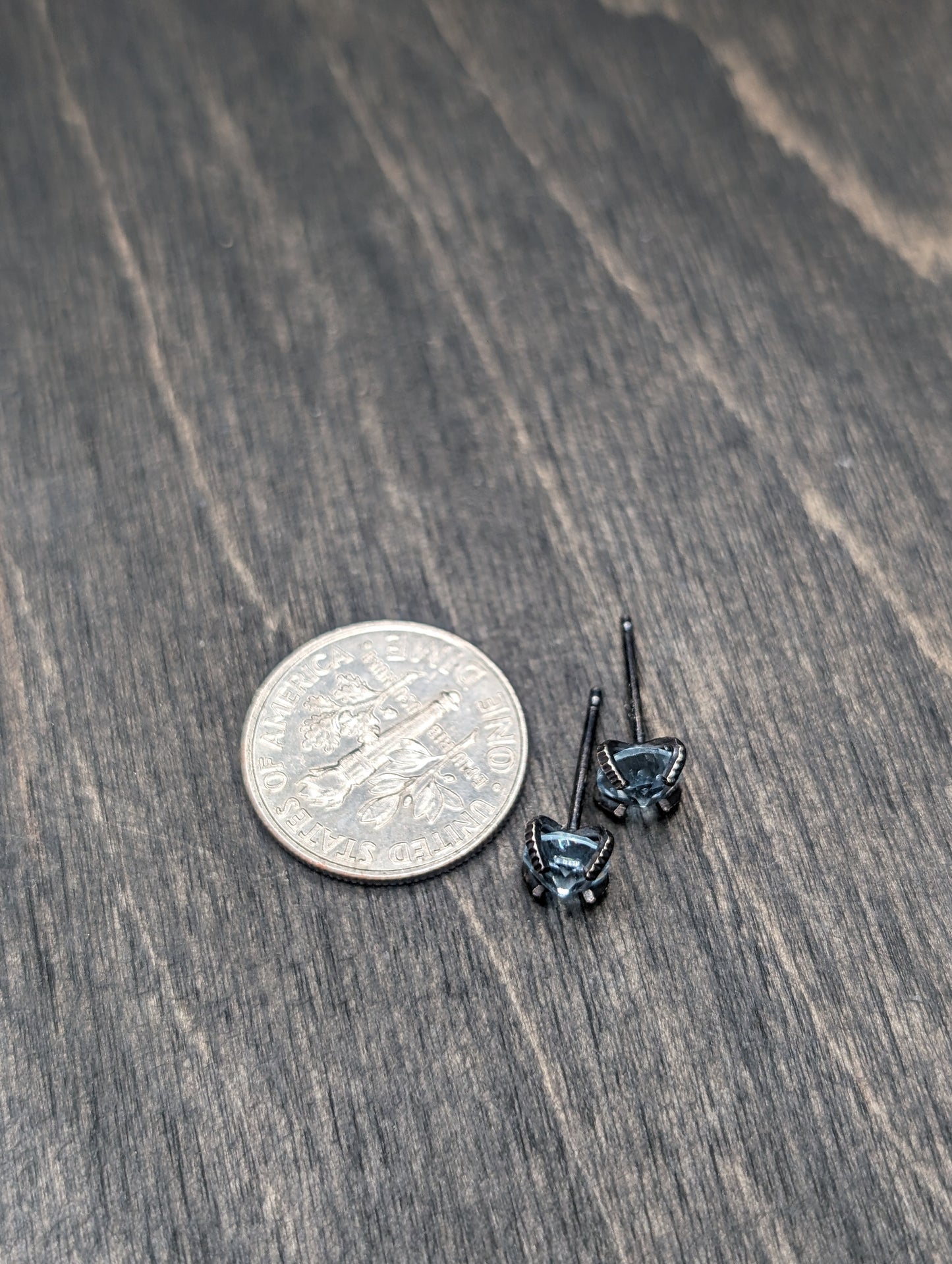 Facted Light Blue Topaz Sterling Silver Textured Stud Earrings