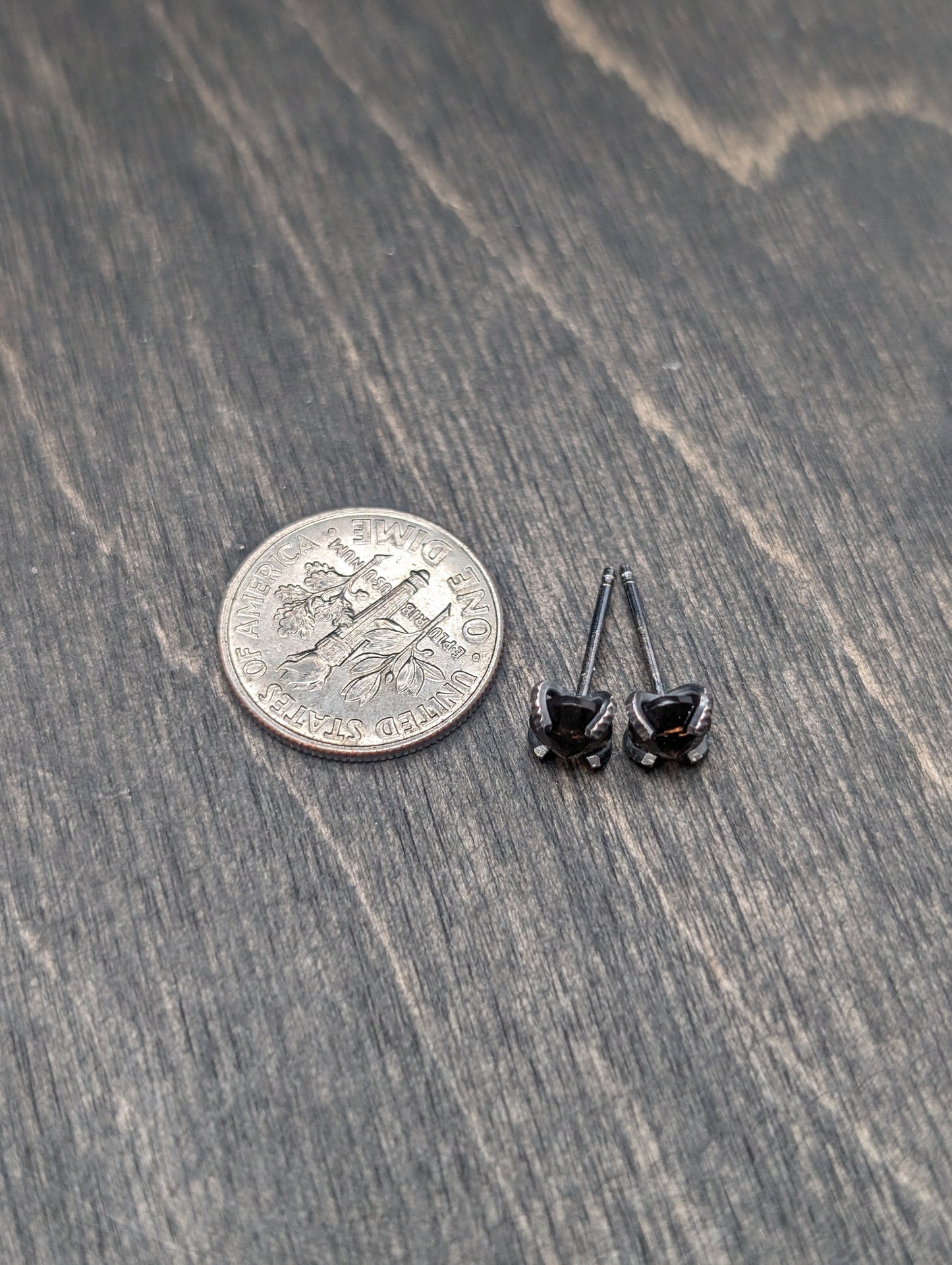 Faceted Smoky Quartz Sterling Silver Textured Stud Earrings