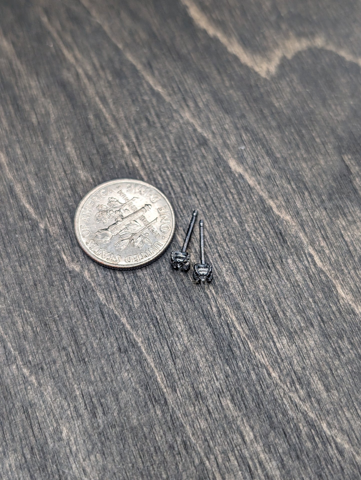 Tiny Faceted White Topaz Sterling Silver Textured Stud Earrings