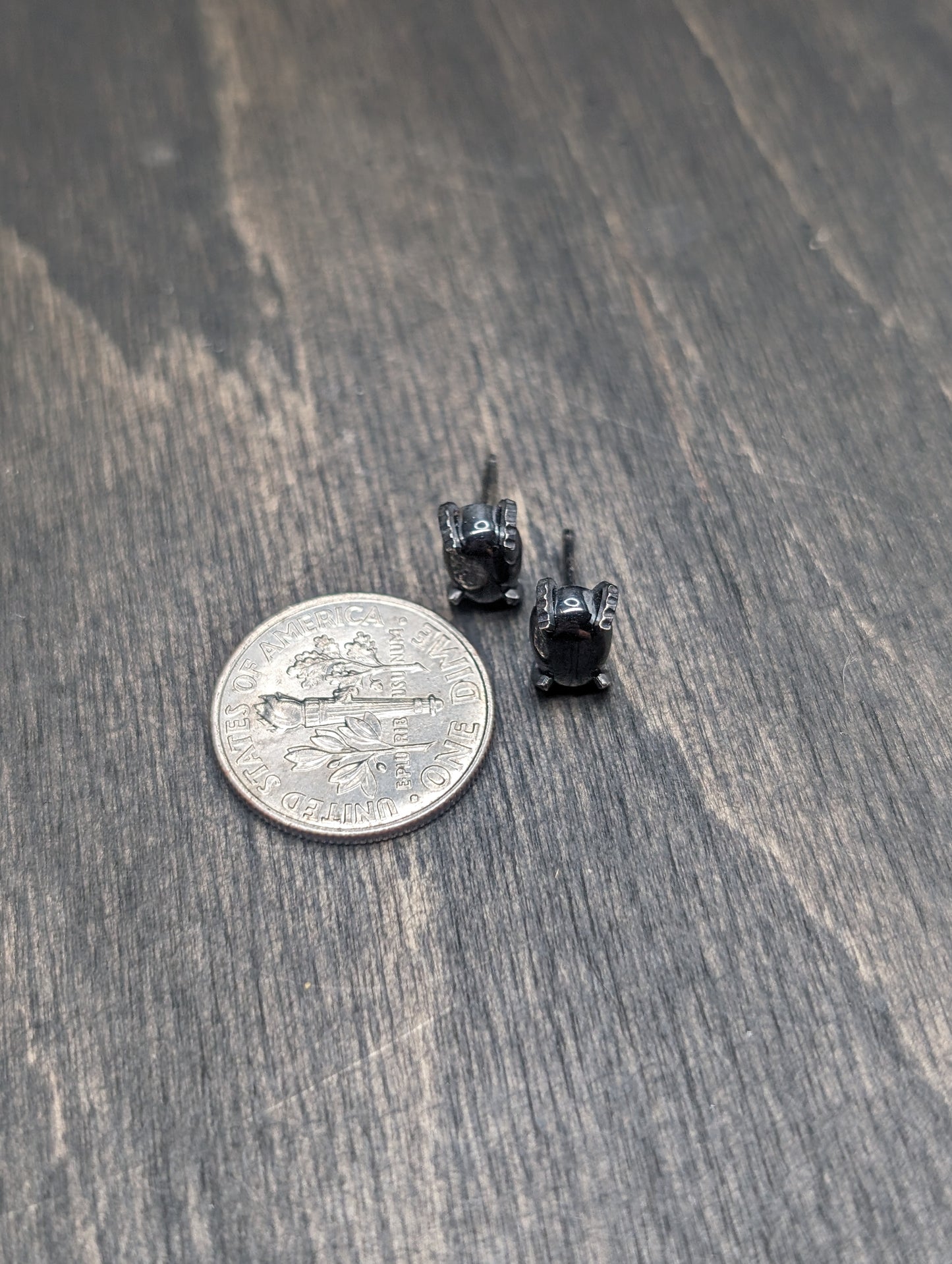 Oval Hematite Sterling Silver Textured Stud Earrings