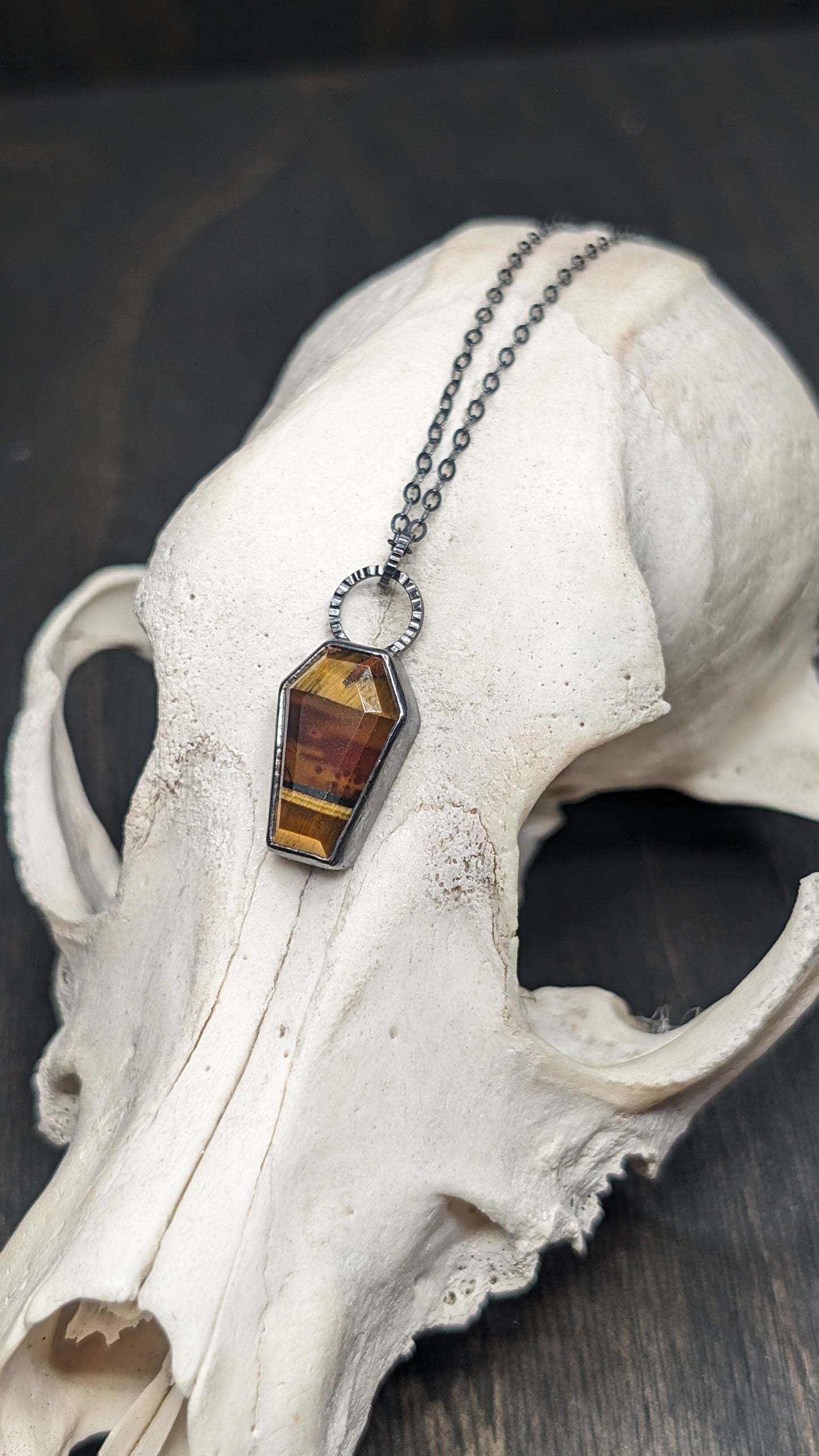 Tiger Iron Coffin Textured Sterling Silver Necklace