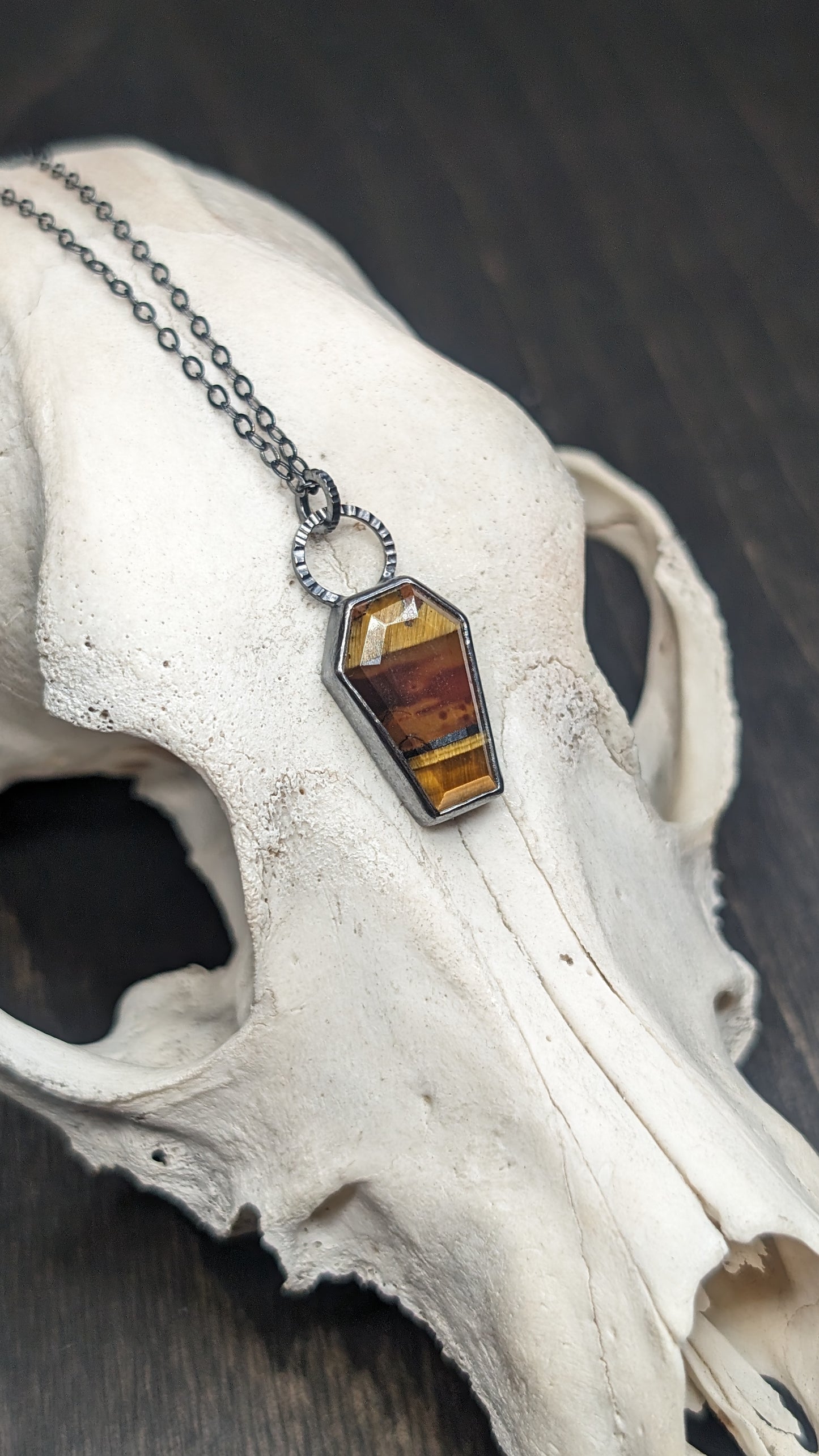 Tiger Iron Coffin Textured Sterling Silver Necklace