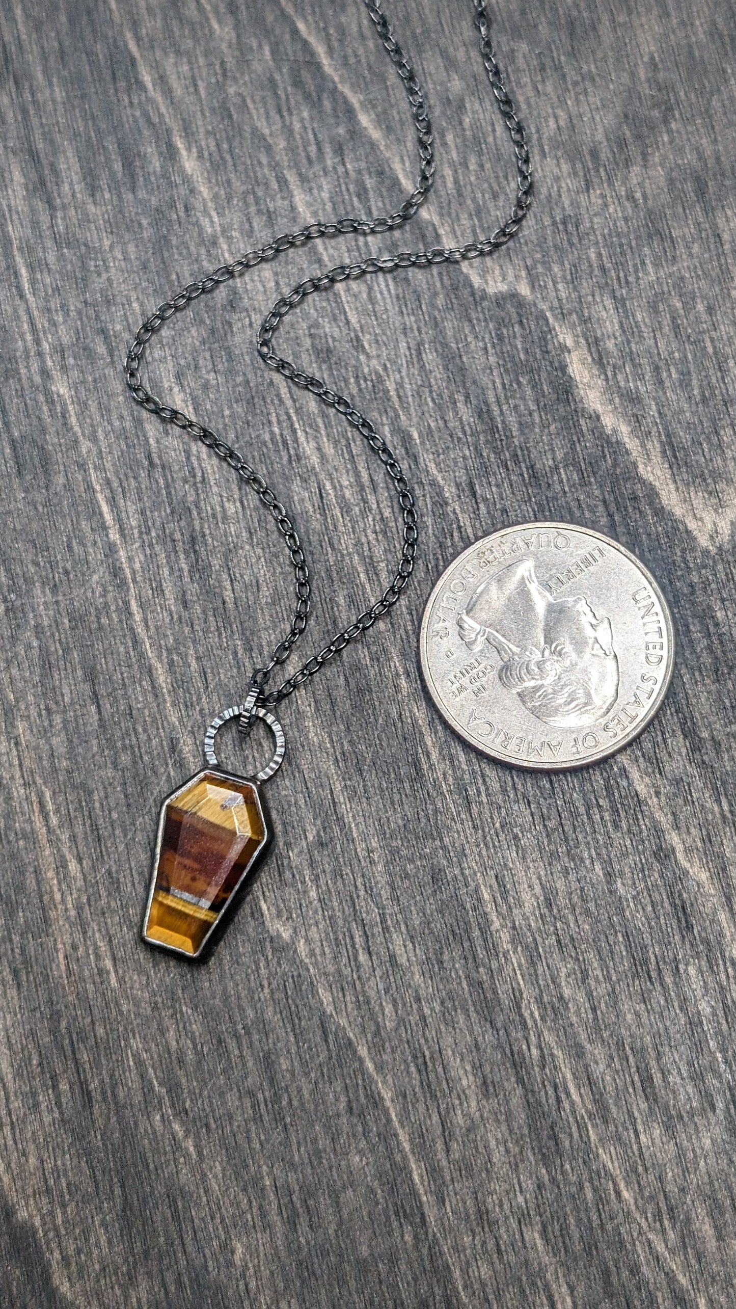 Tiger Iron Coffin Textured Sterling Silver Necklace