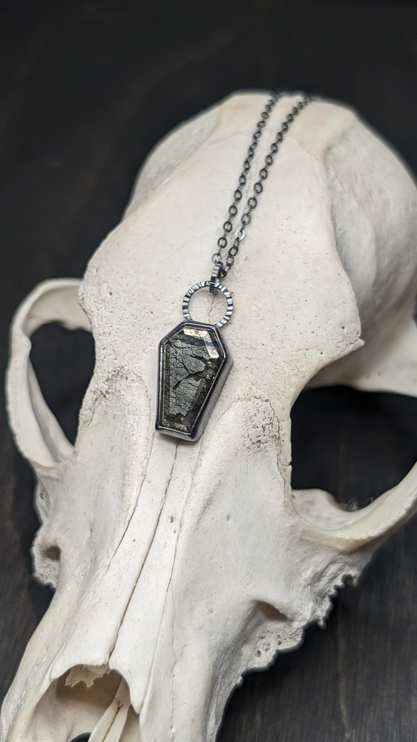 Marcasite Coffin Textured Sterling Silver Necklace