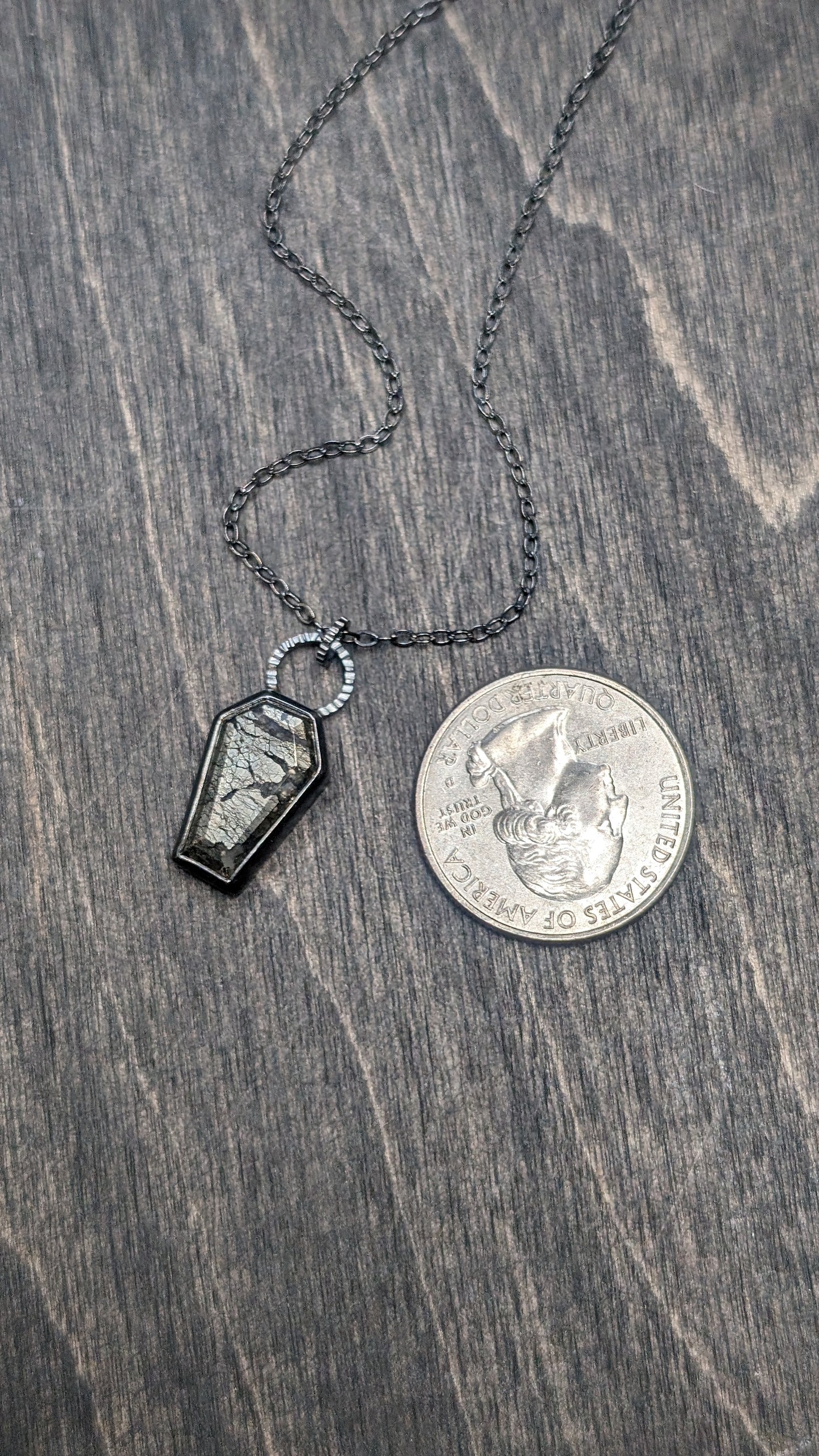 Marcasite Coffin Textured Sterling Silver Necklace