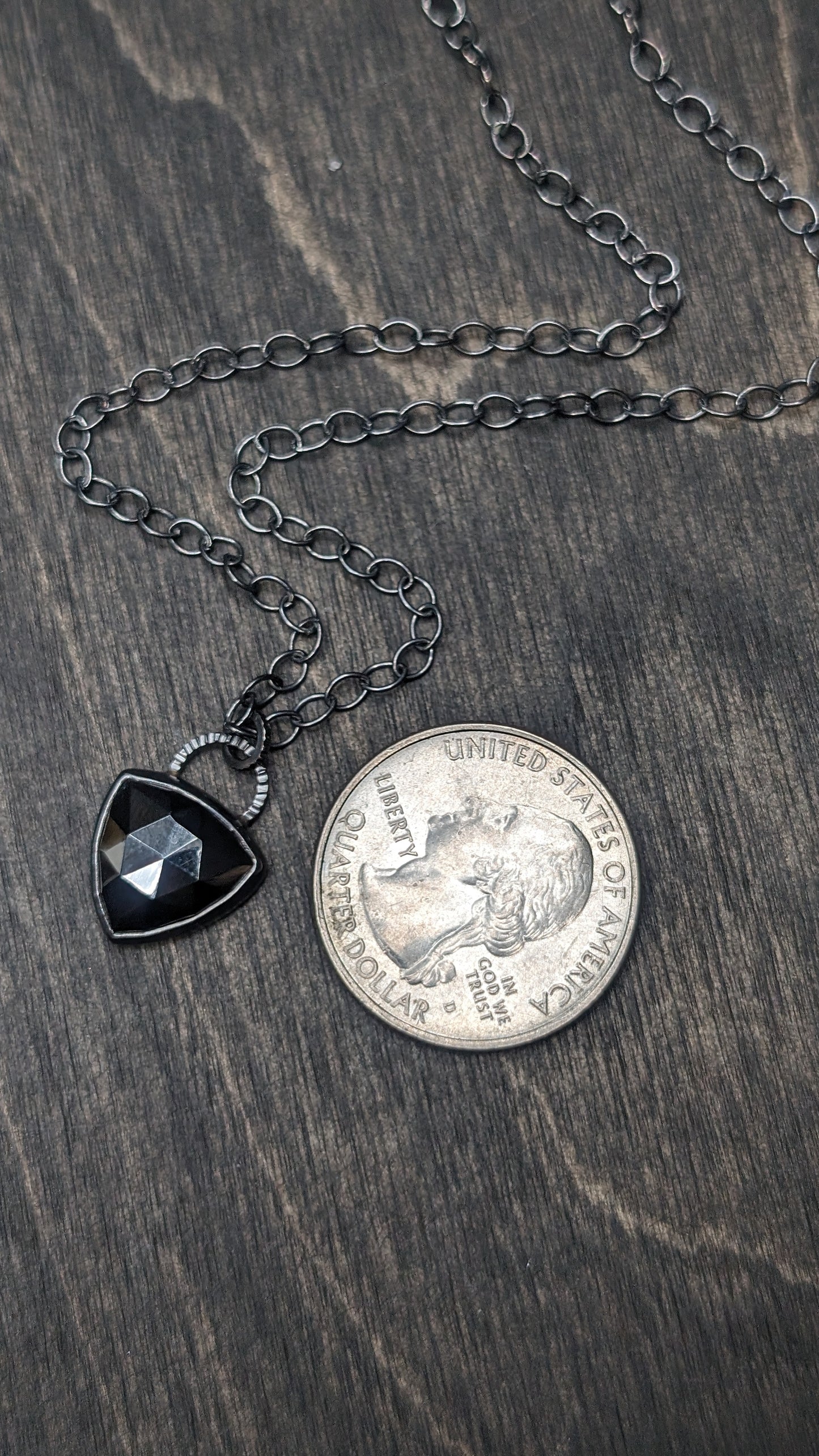 Rose Cut Hematite Textured Sterling Silver Necklace