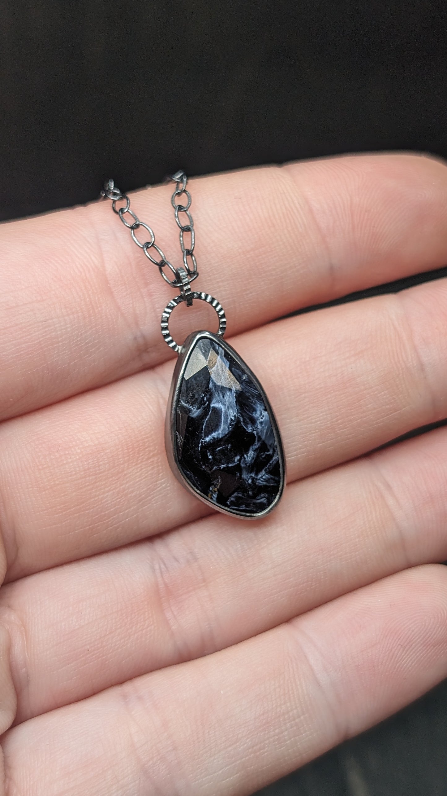 Pietrsite Textured Sterling Silver Necklace