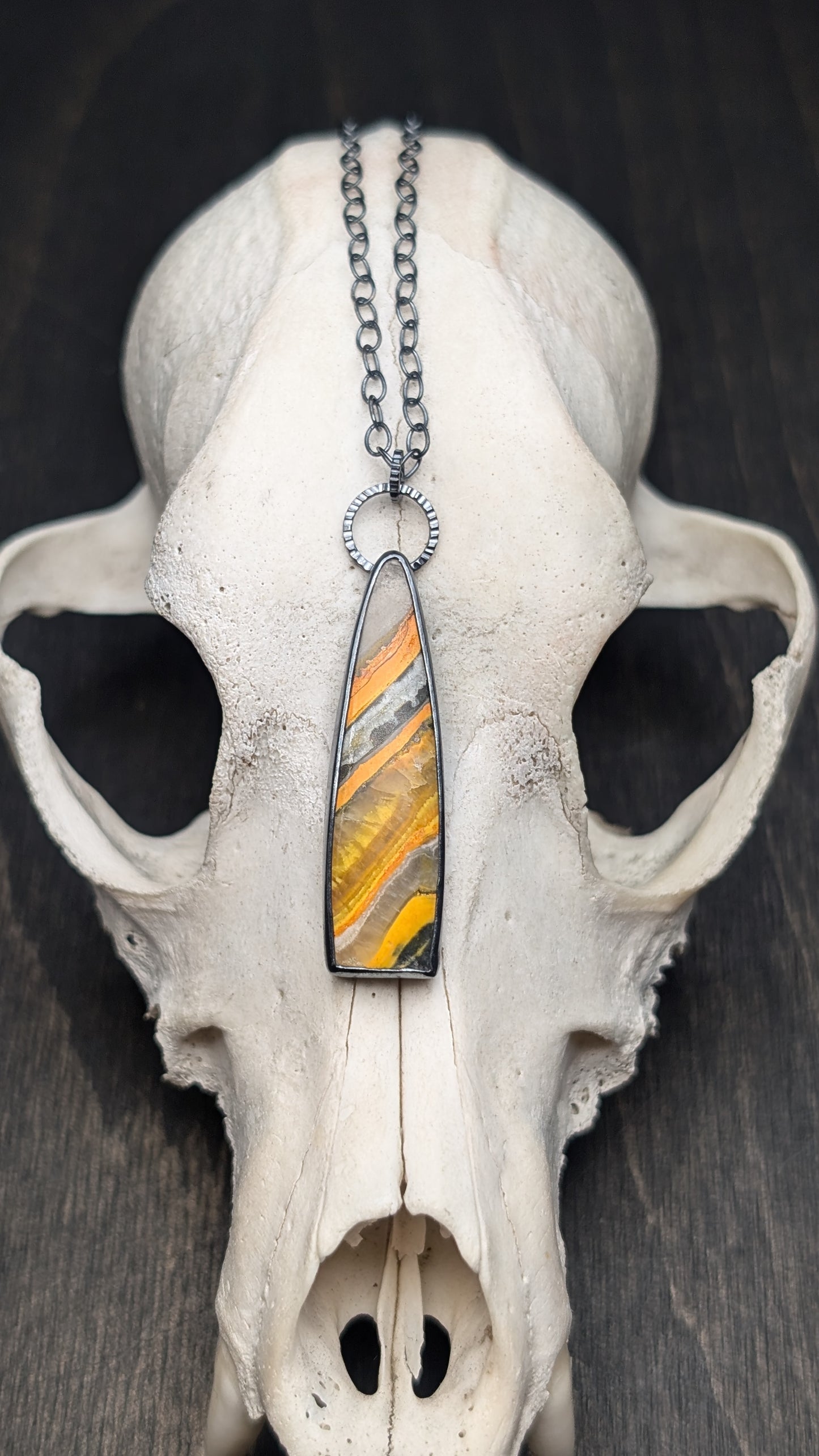 Bumble Bee Jasper Textured Sterling Silver Necklace