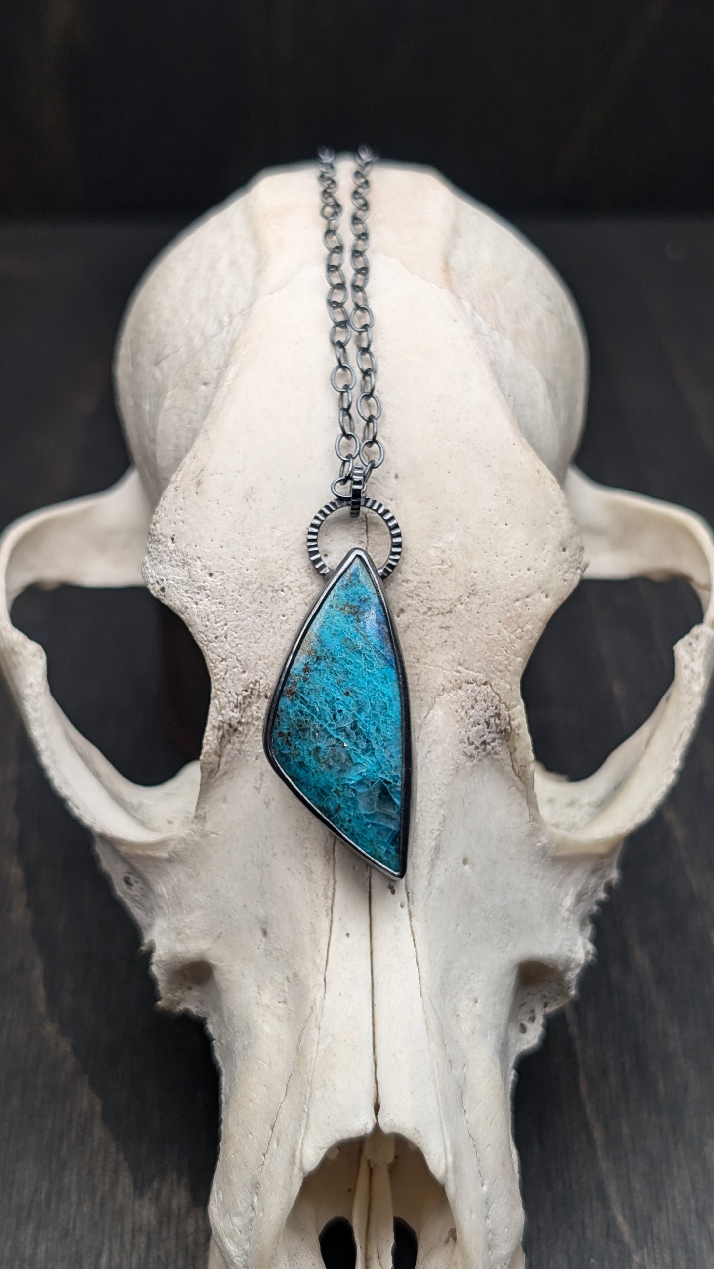 Chrysocolla Textured Sterling Silver Necklace