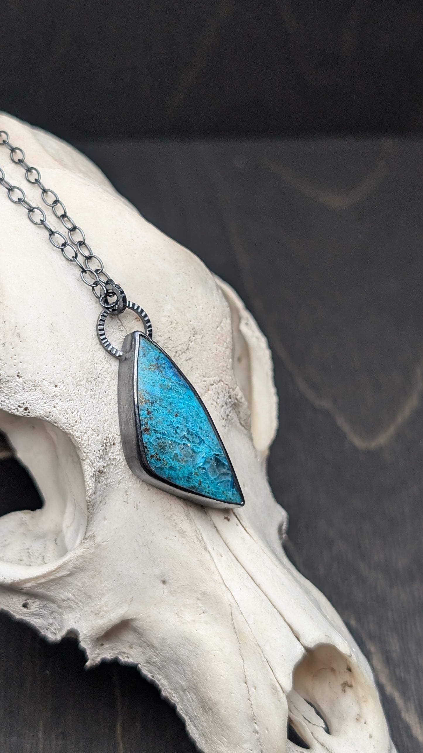 Chrysocolla Textured Sterling Silver Necklace