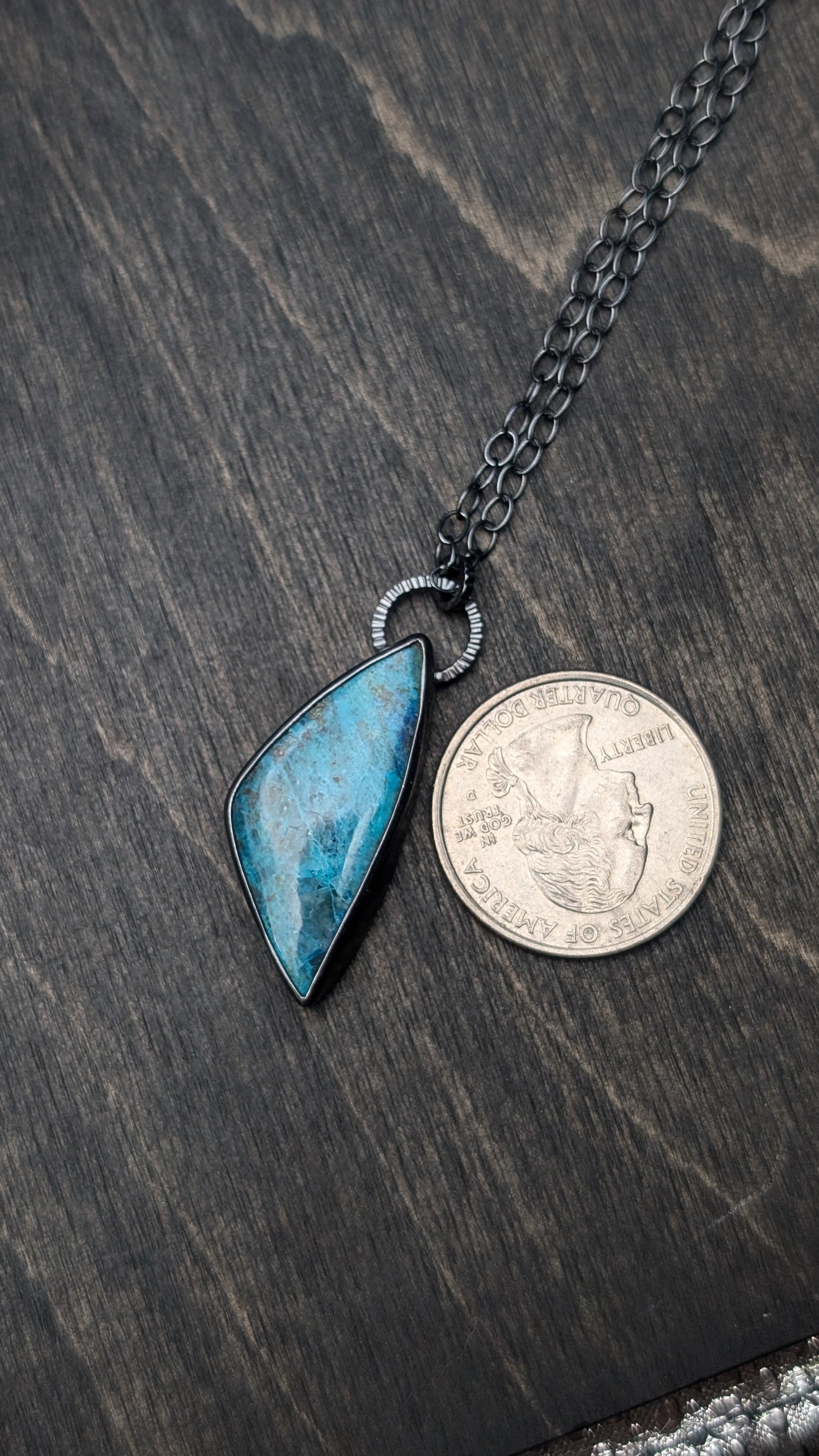 Chrysocolla Textured Sterling Silver Necklace