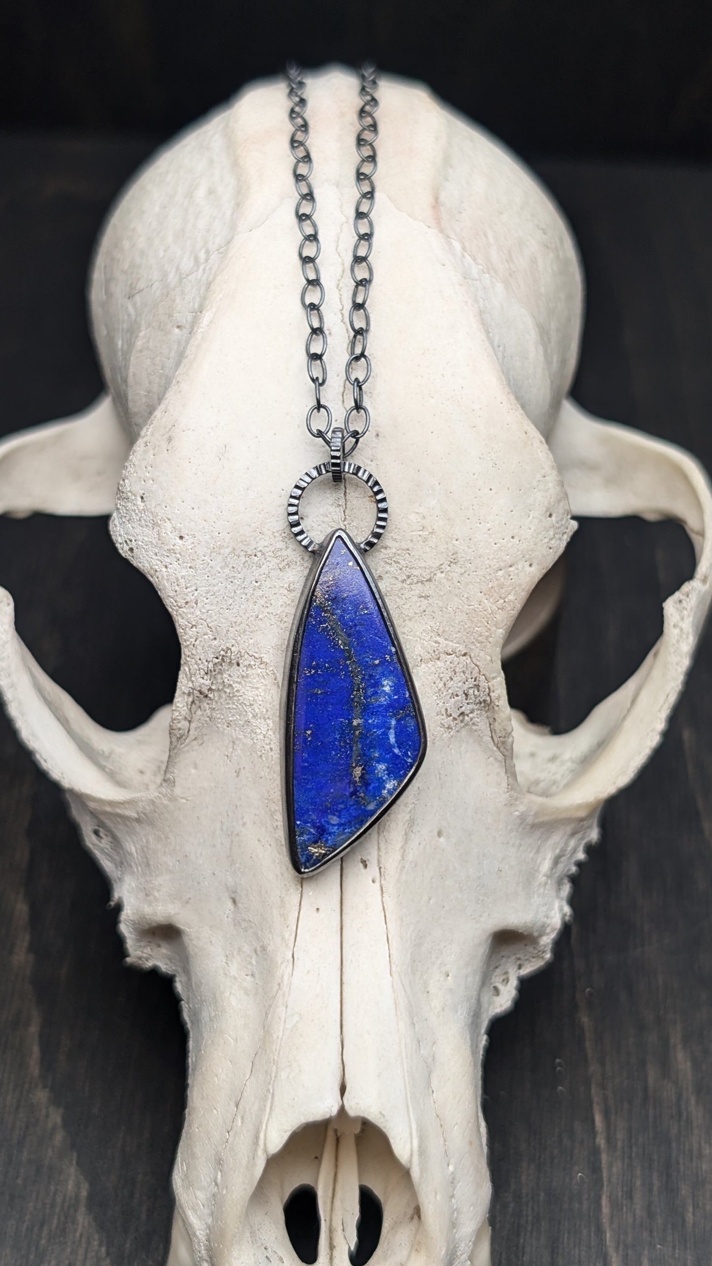 Lapis Lazuli Textured Sterling Silver Necklace