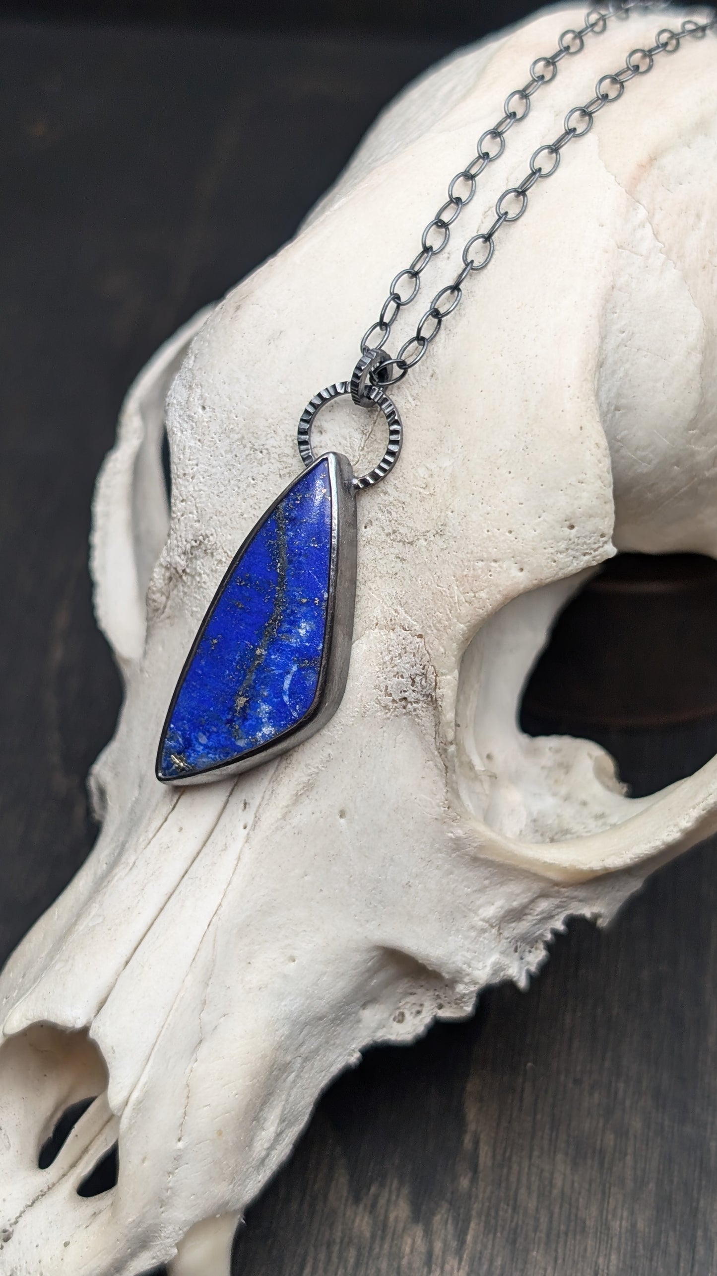 Lapis Lazuli Textured Sterling Silver Necklace