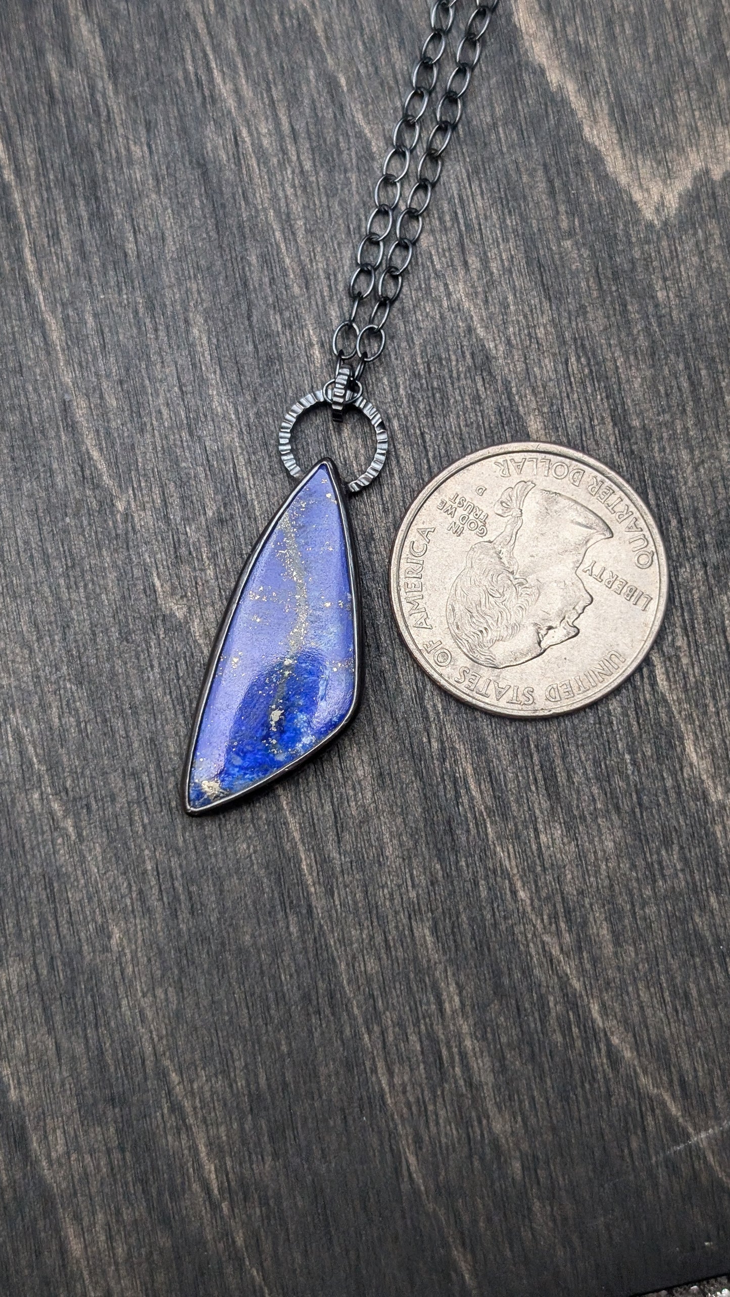 Lapis Lazuli Textured Sterling Silver Necklace