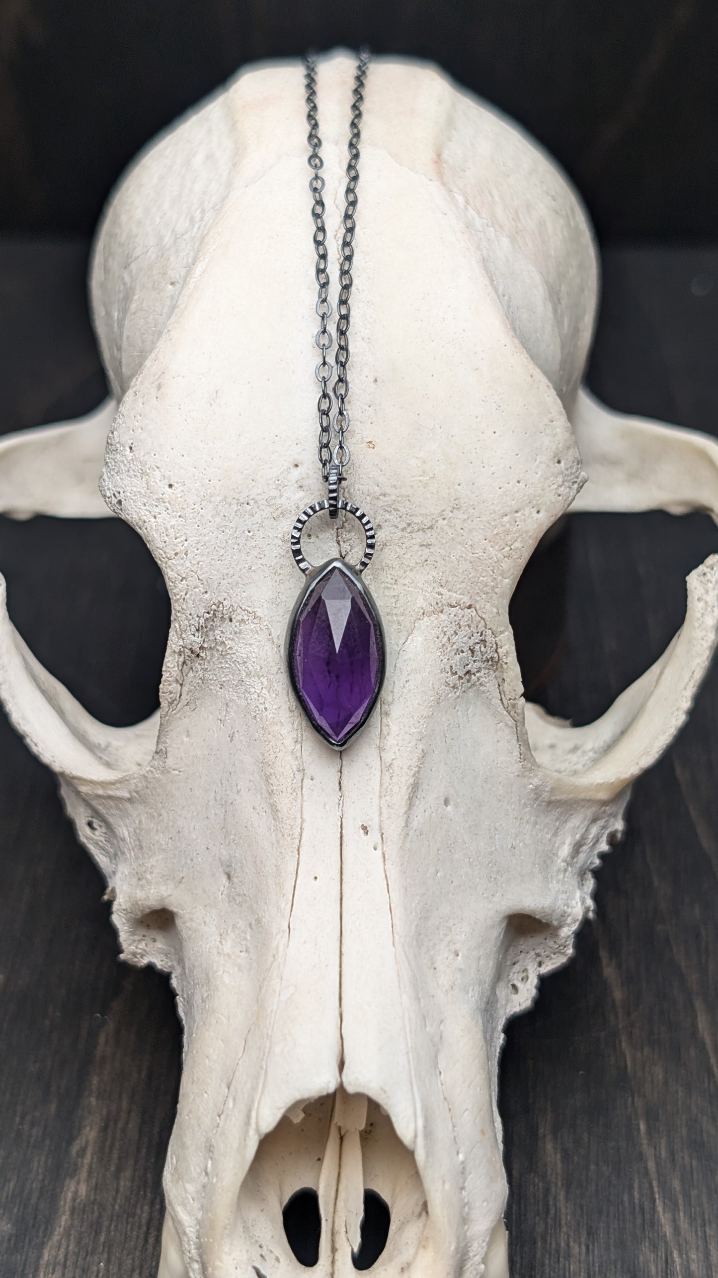 Amethyst Textured Sterling Silver Necklace