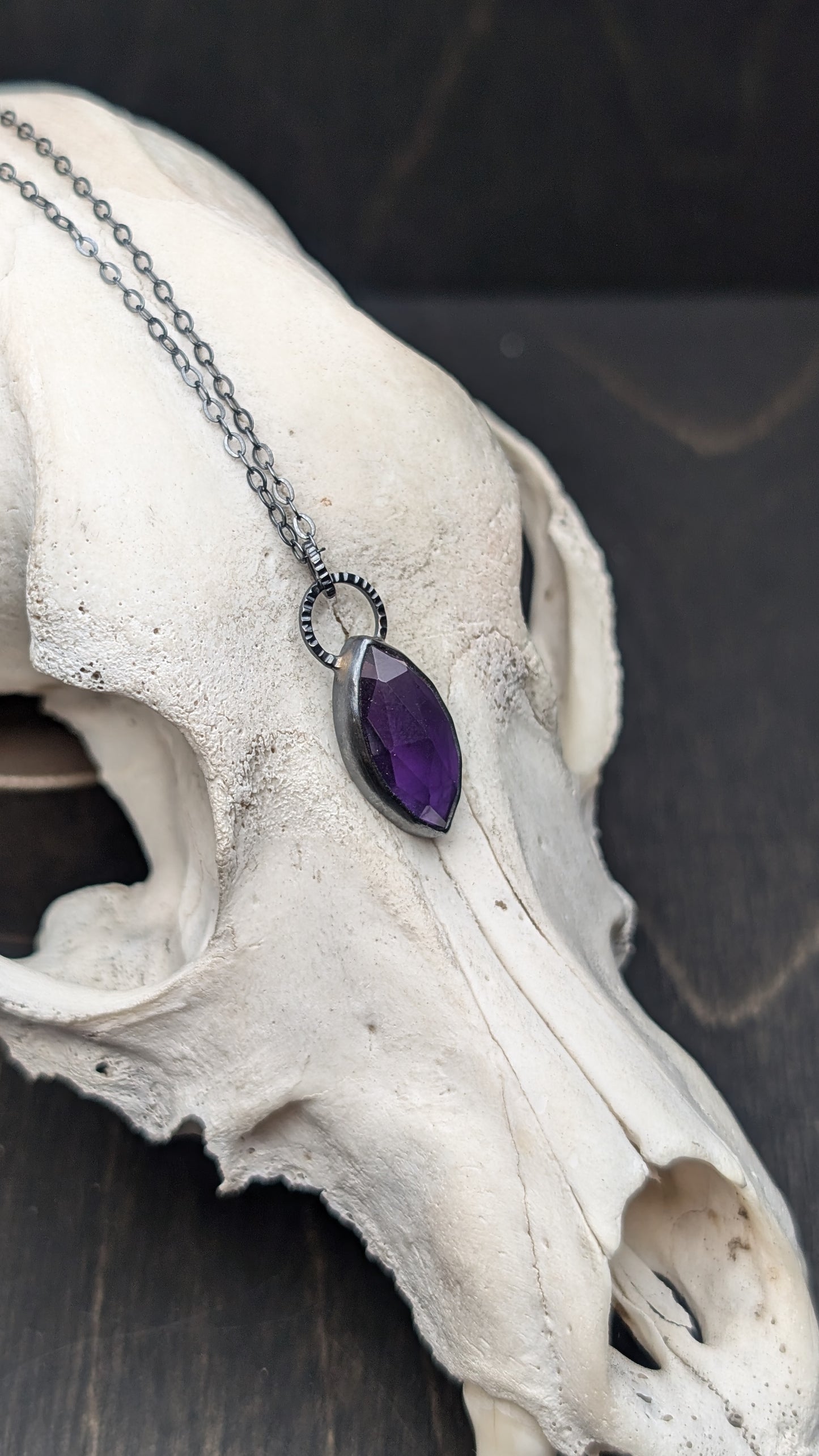 Amethyst Textured Sterling Silver Necklace