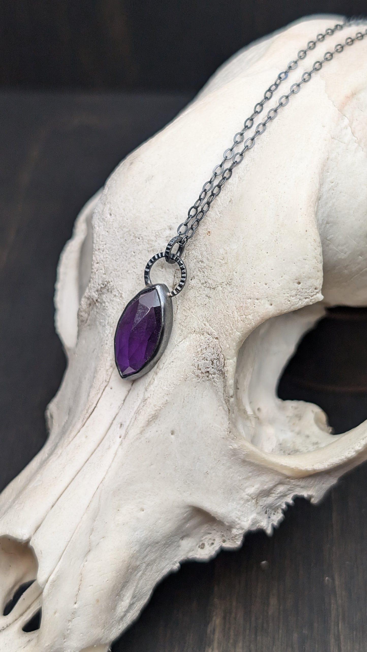 Amethyst Textured Sterling Silver Necklace