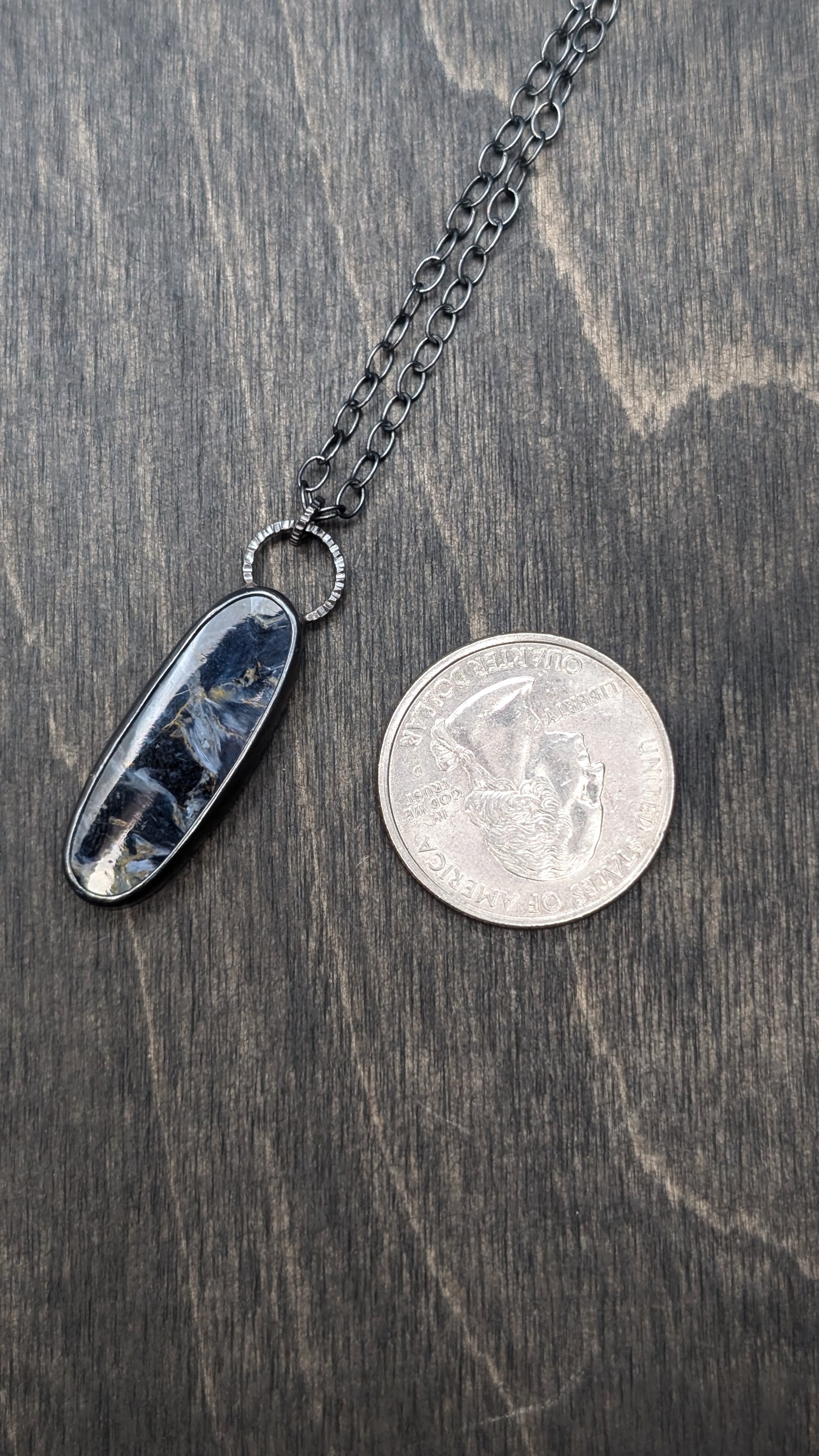 Pietersite Oval Textured Sterling Silver Necklace