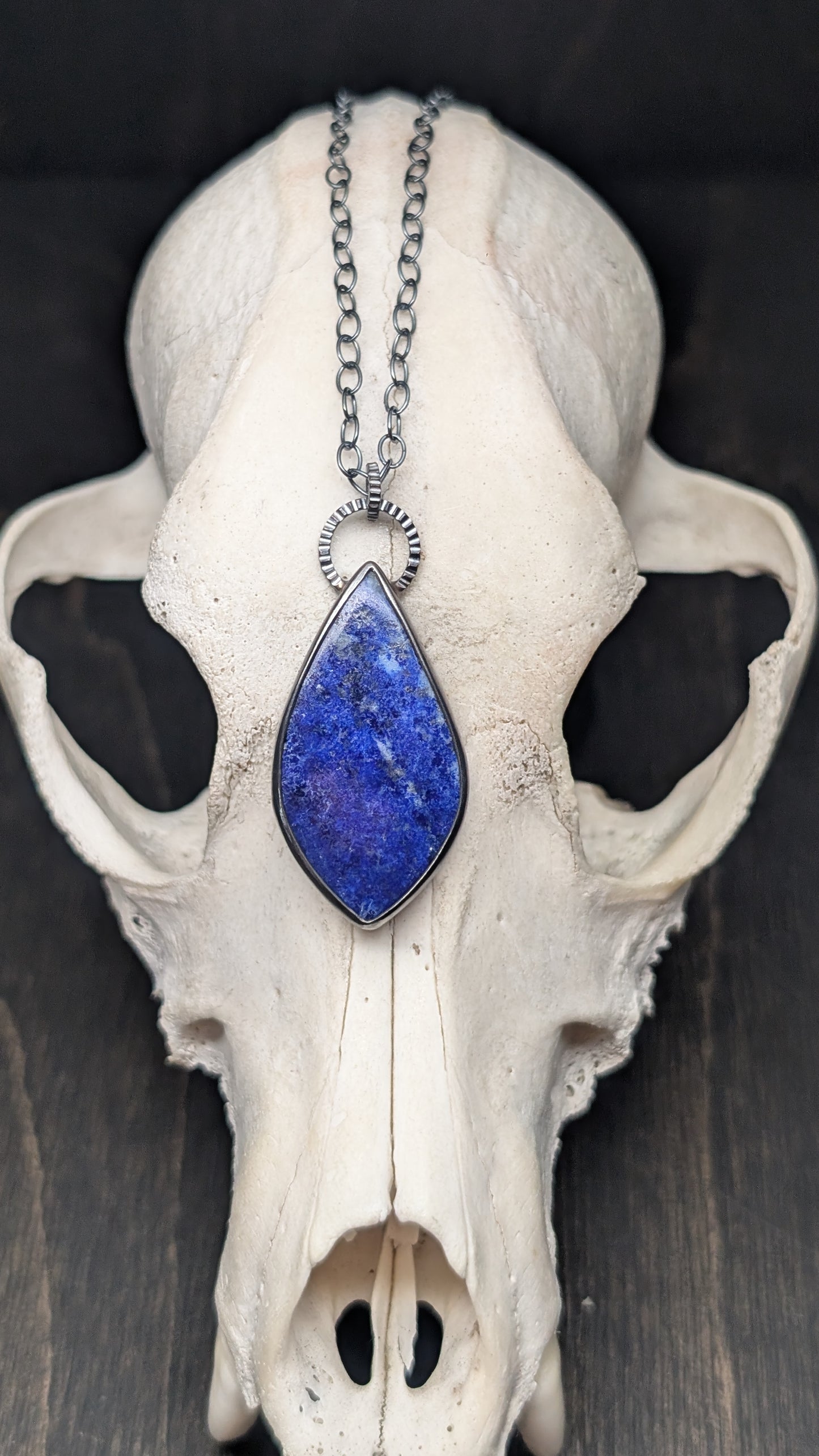 Lapis Lazuli Textured Sterling Silver Necklace