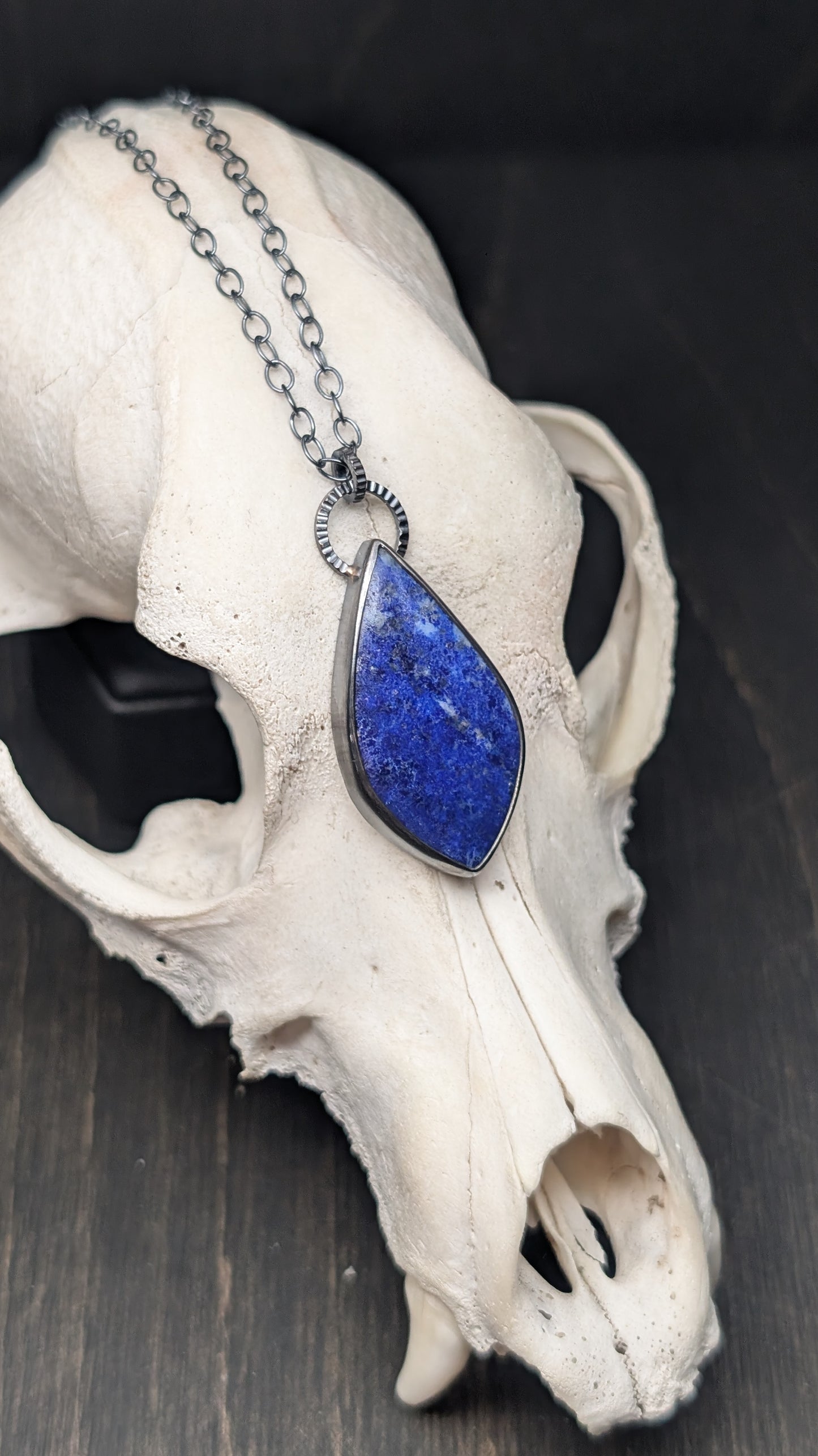 Lapis Lazuli Textured Sterling Silver Necklace