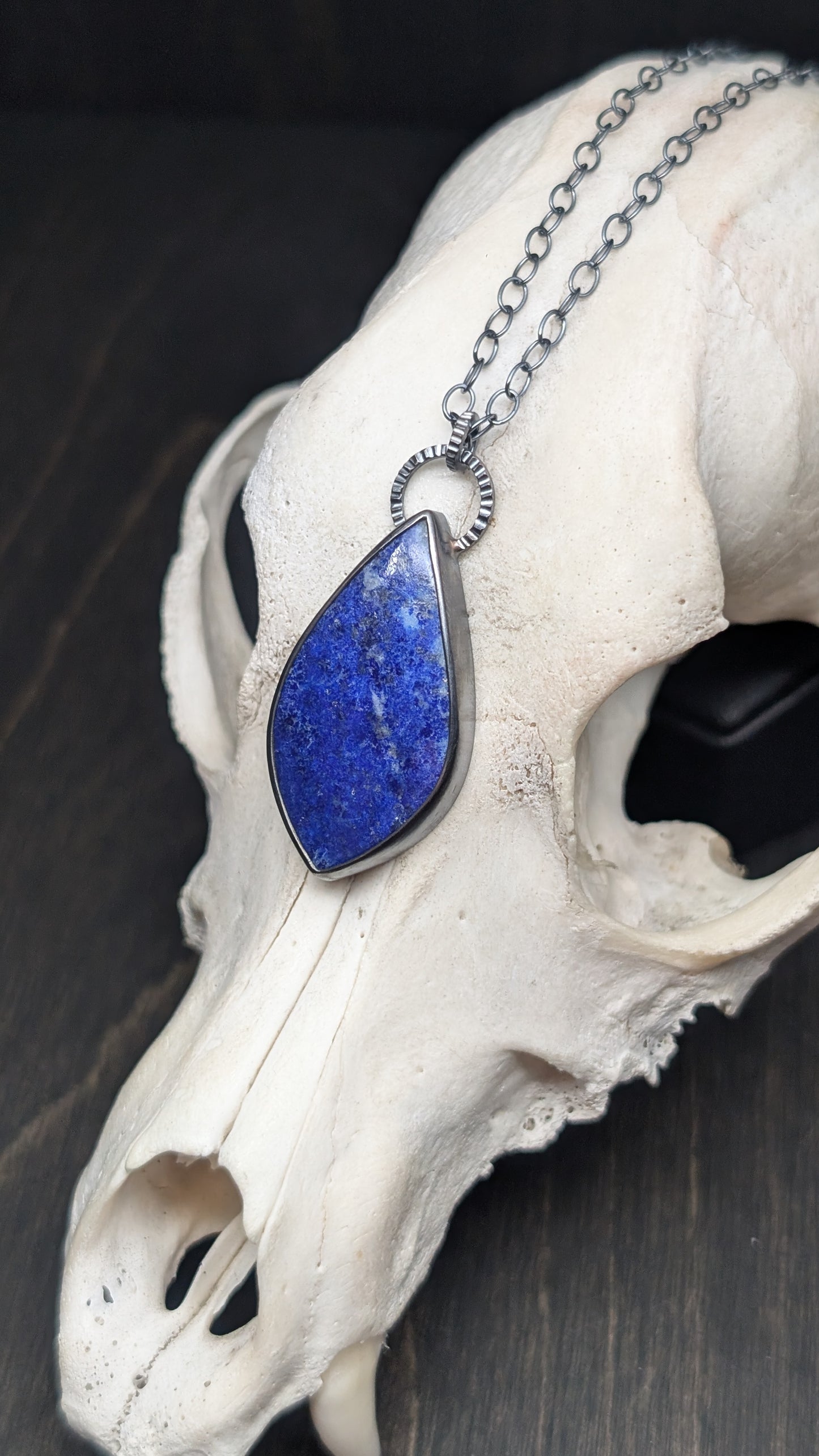Lapis Lazuli Textured Sterling Silver Necklace