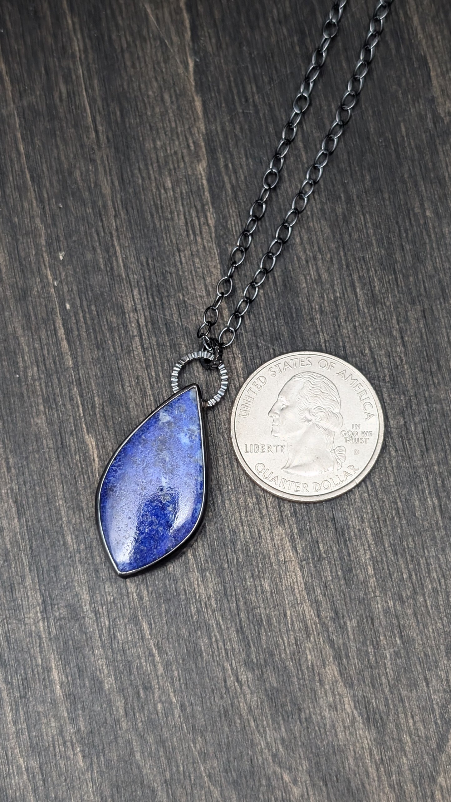 Lapis Lazuli Textured Sterling Silver Necklace