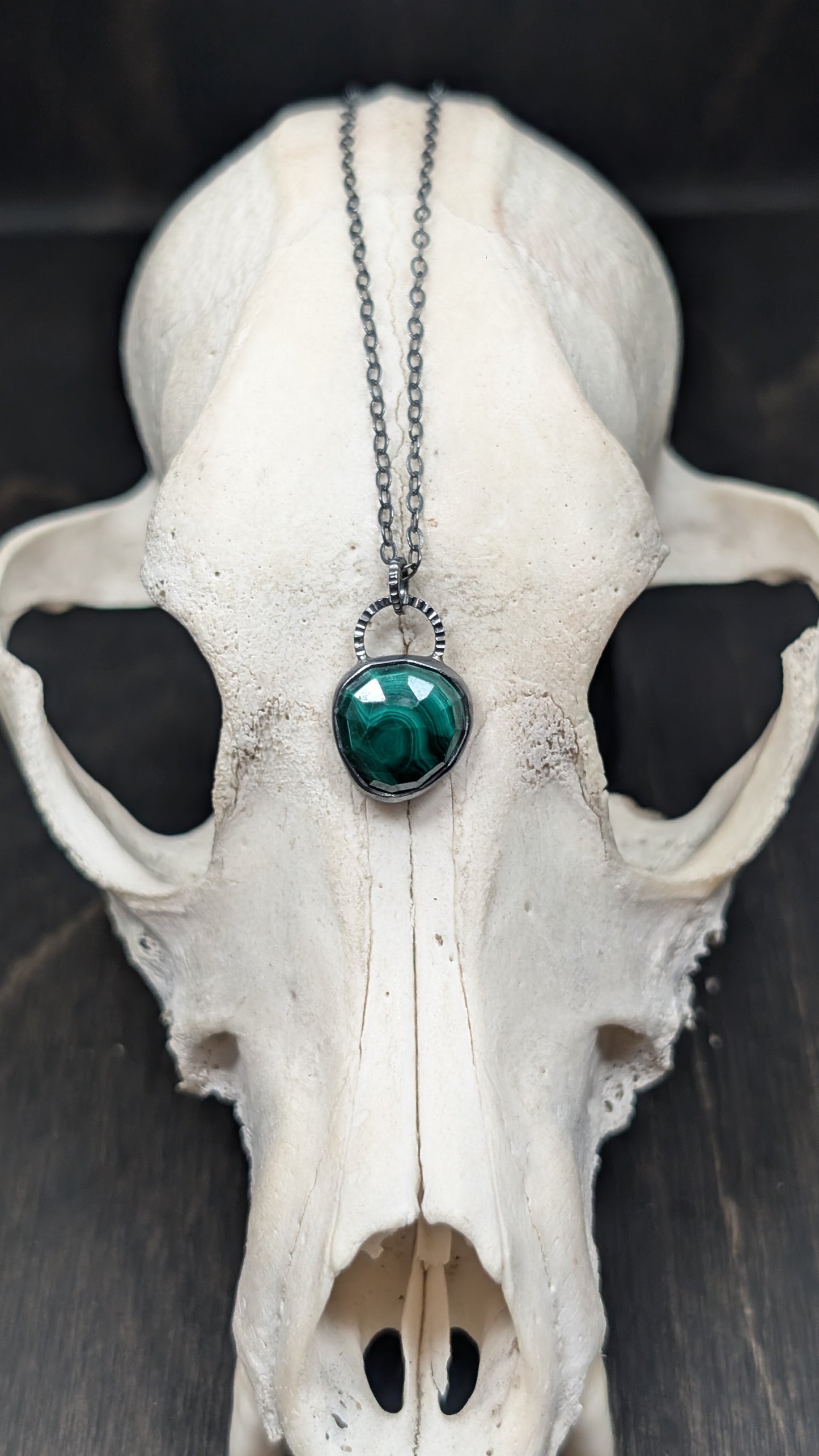 Malachite Rosecut Textured Sterling Silver Necklace
