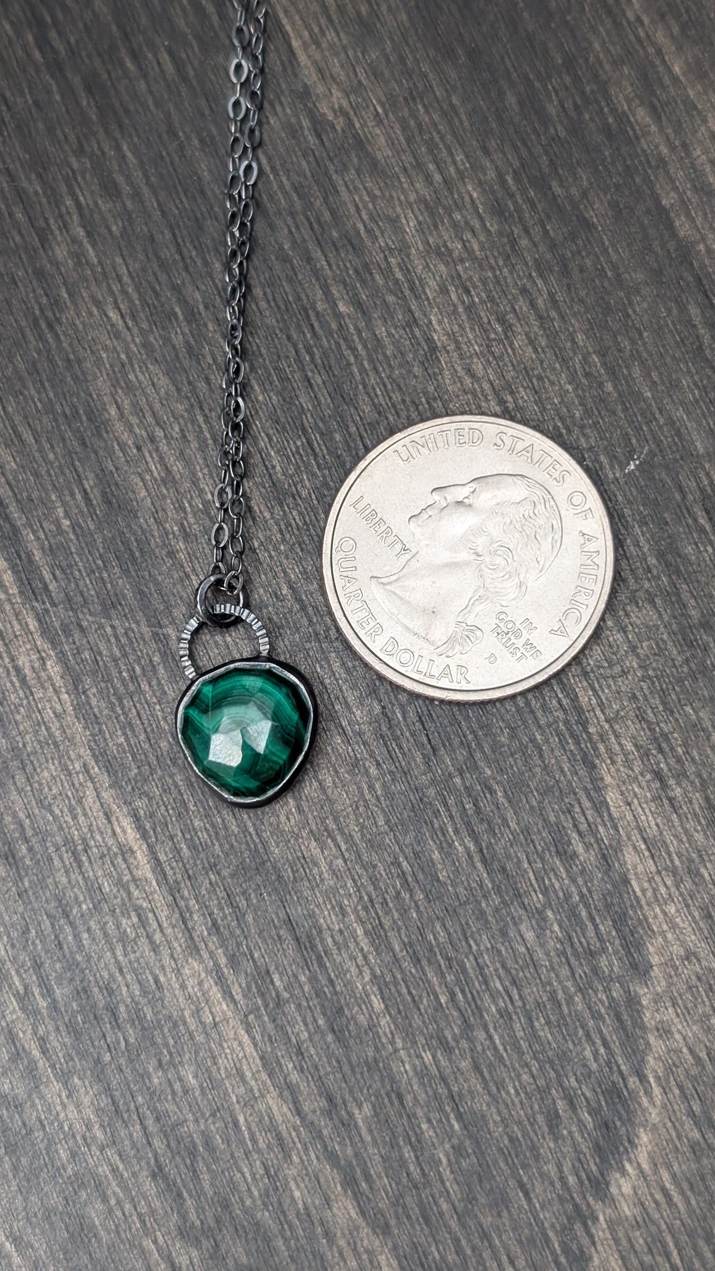 Malachite Rosecut Textured Sterling Silver Necklace
