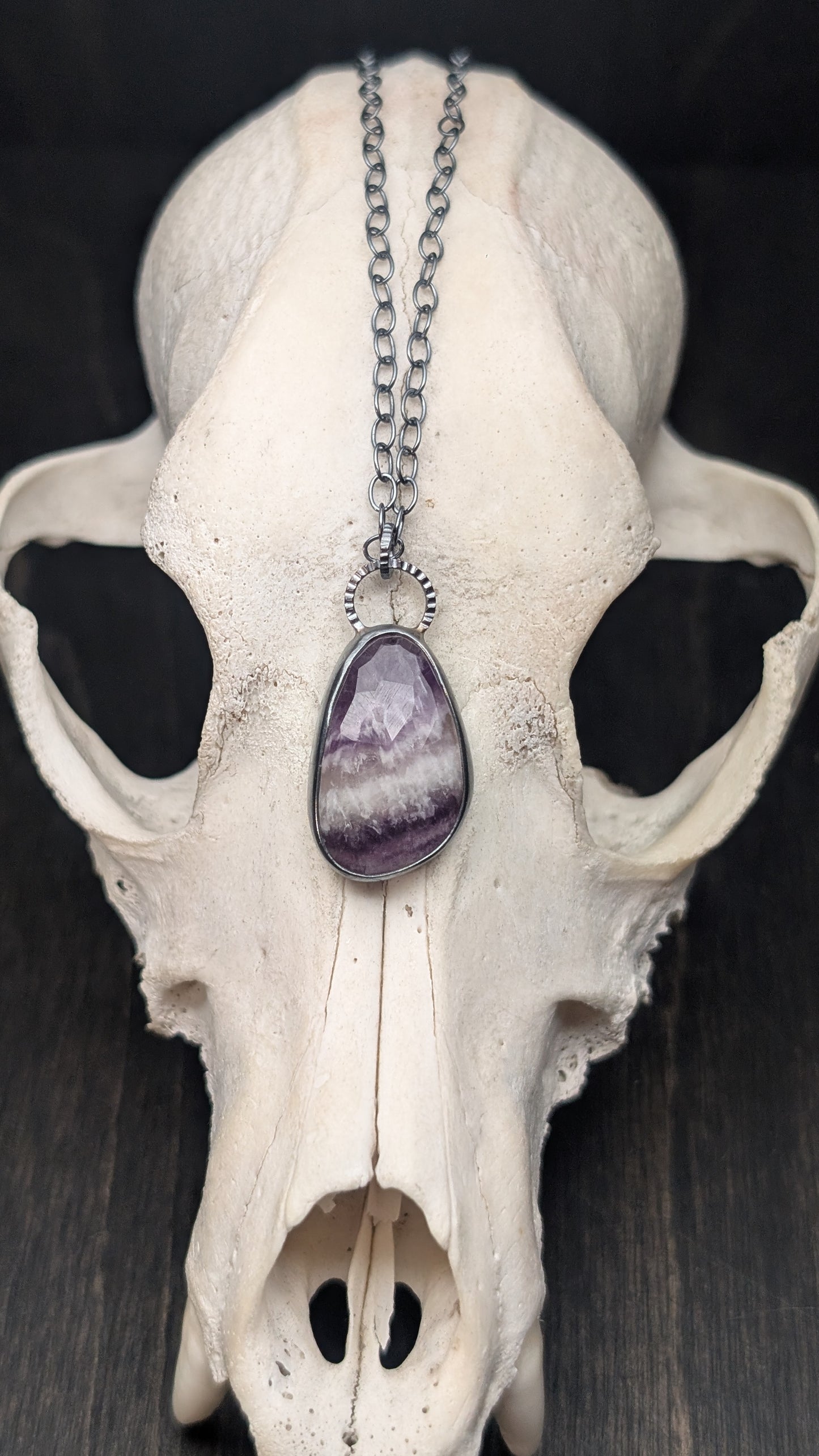 Amethyst Textured Sterling Silver Necklace