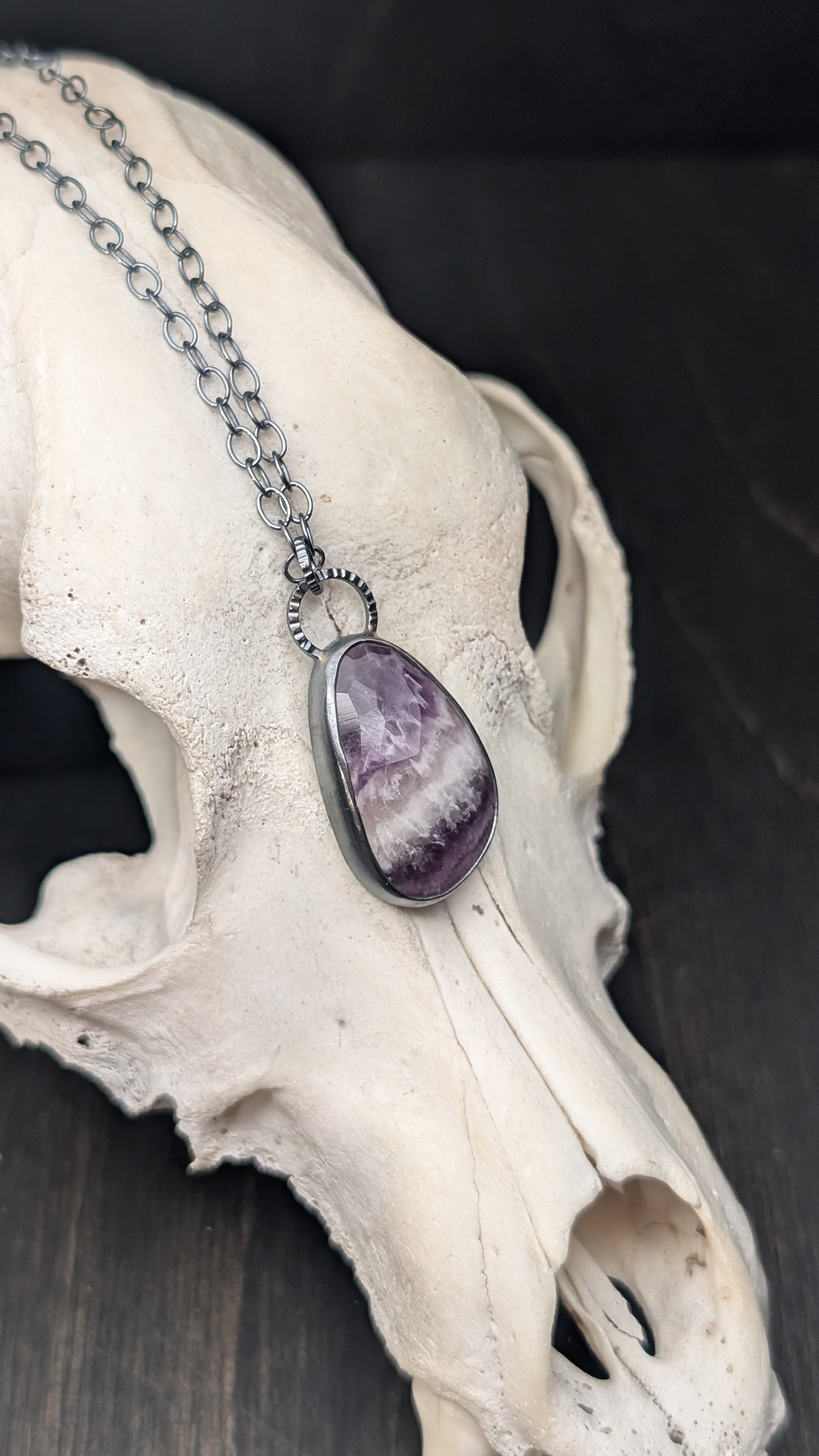Amethyst Textured Sterling Silver Necklace
