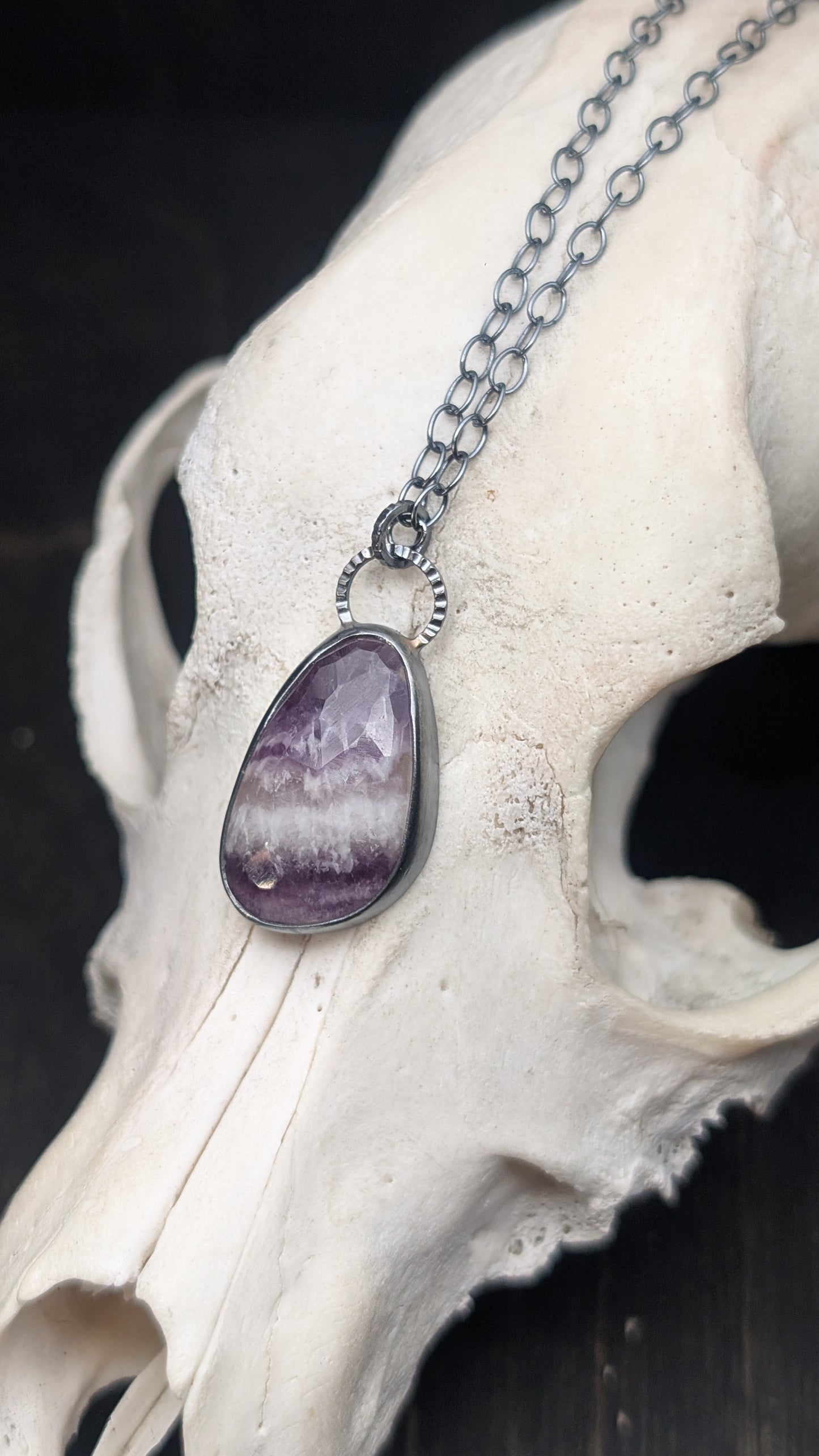 Amethyst Textured Sterling Silver Necklace