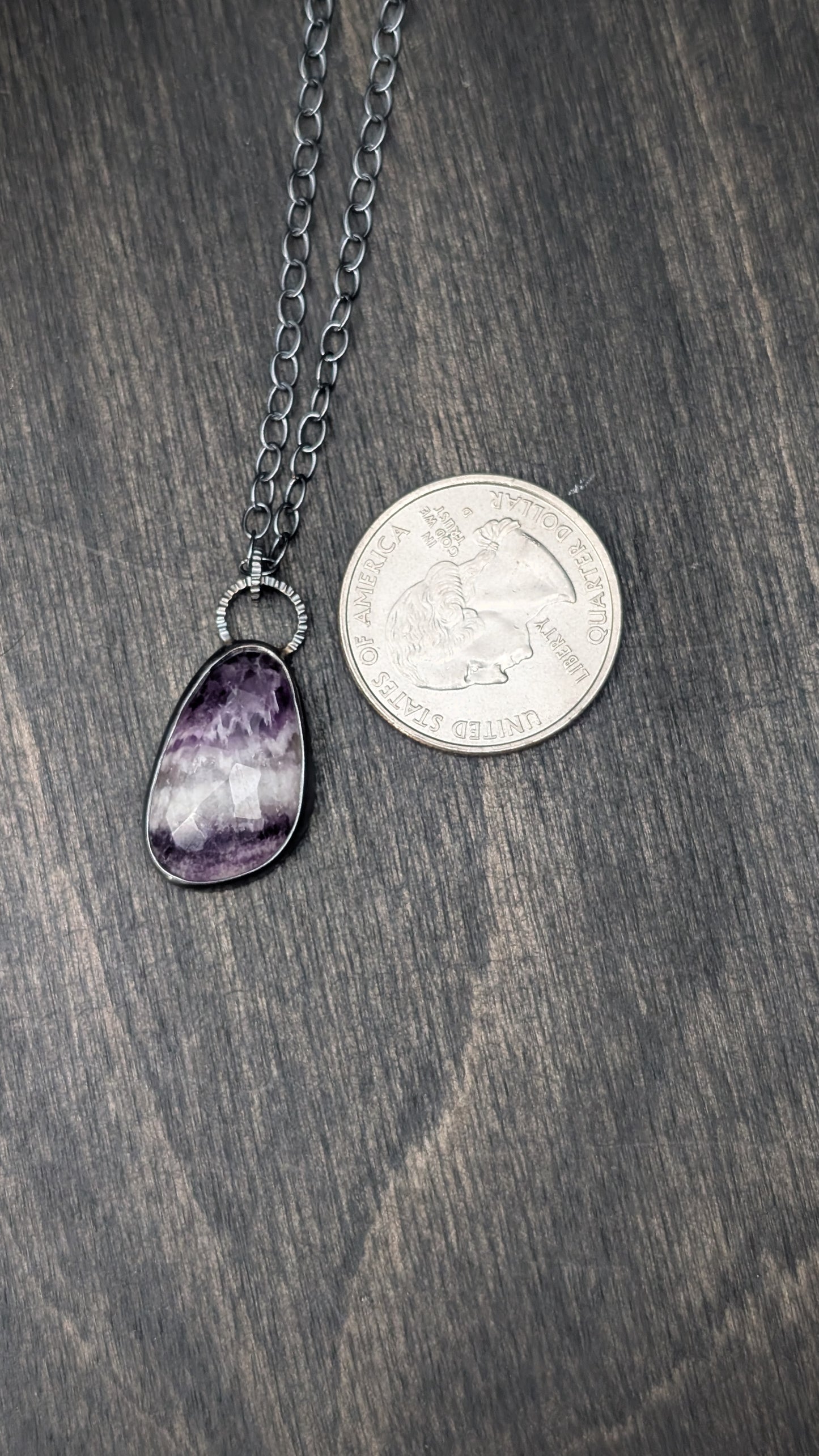 Amethyst Textured Sterling Silver Necklace