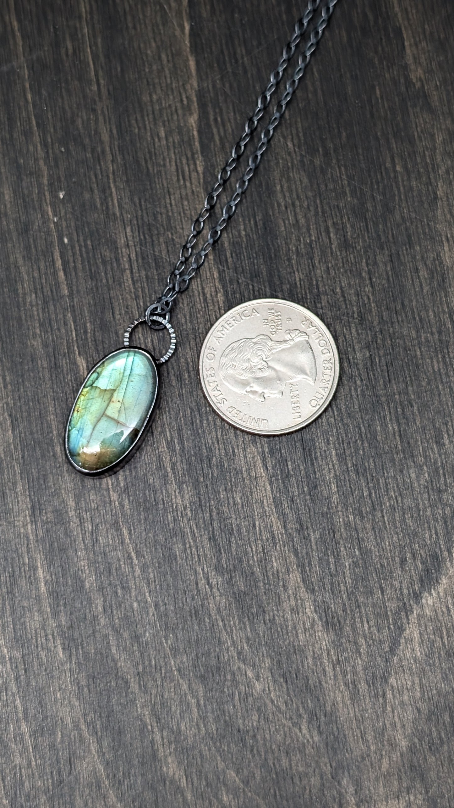 Labradorite Oval Textured Sterling Silver Necklace