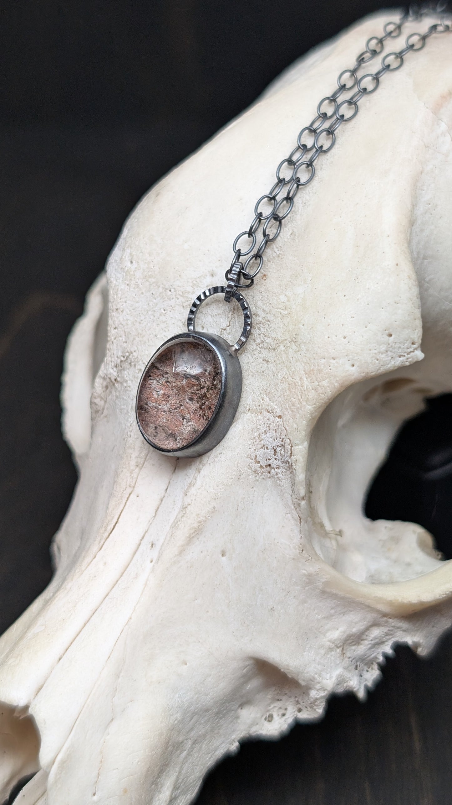 Lodalite Garden Quartz Textured Sterling Silver Necklace