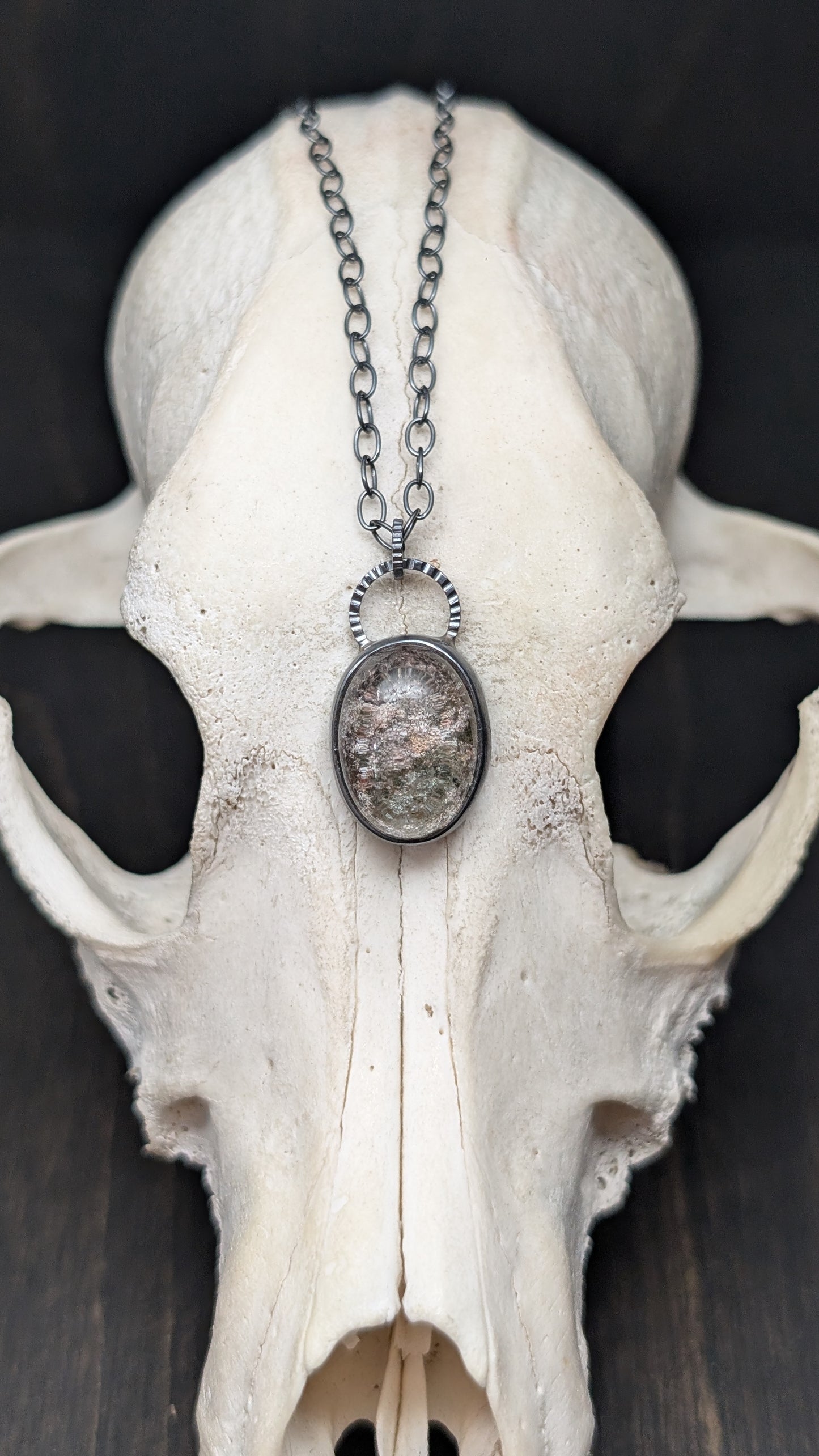 Lodalite Garden Quartz Textured Sterling Silver Necklace