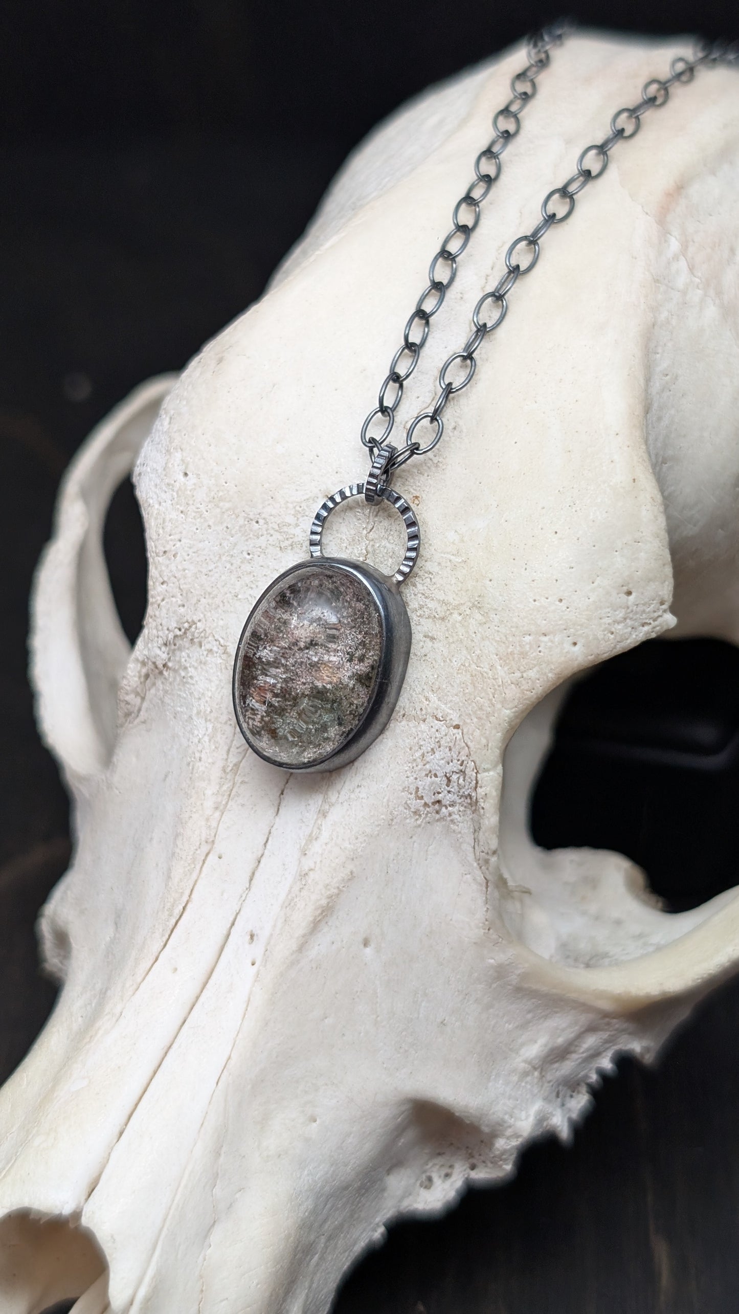 Lodalite Garden Quartz Textured Sterling Silver Necklace