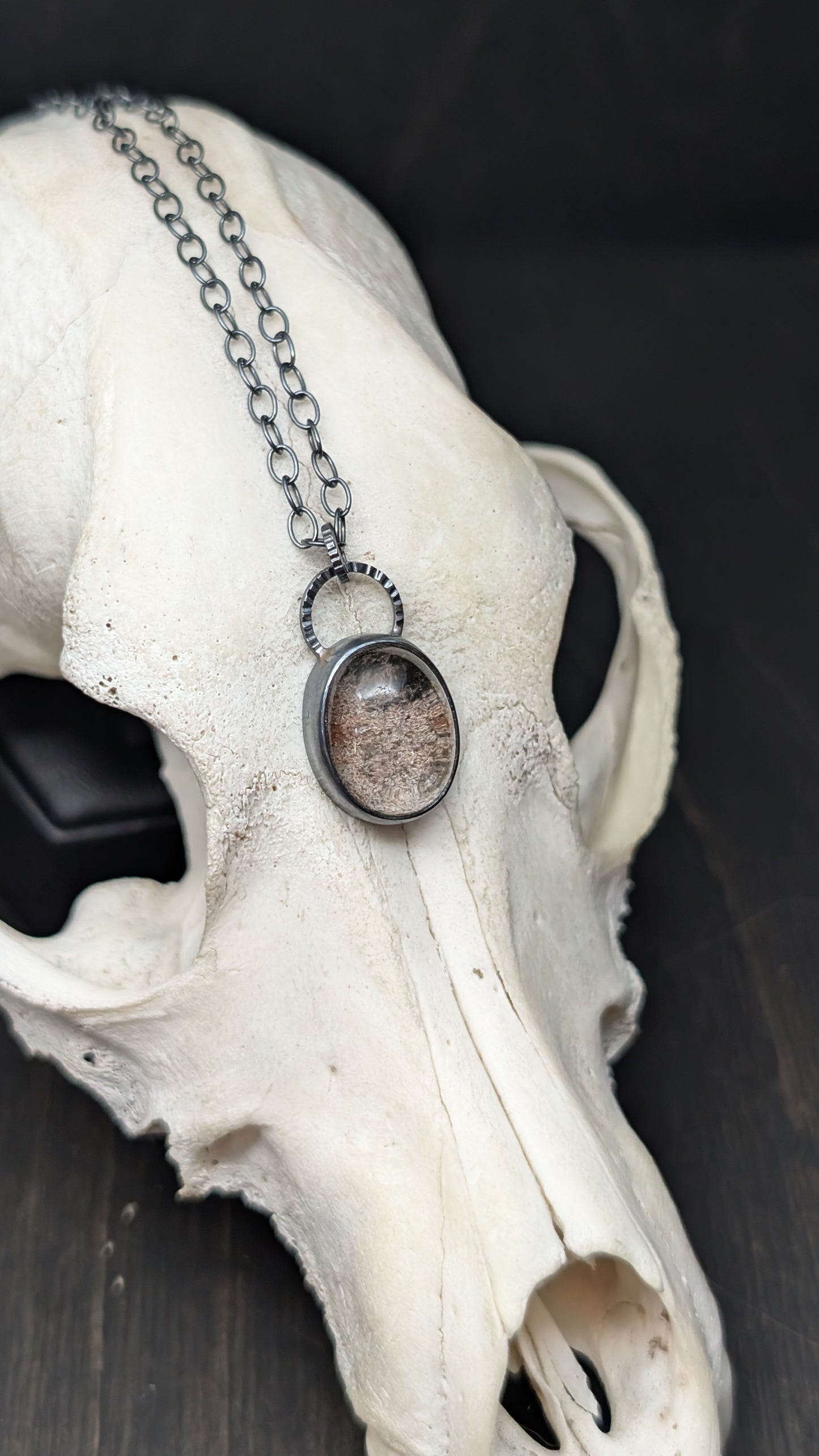 Lodalite Garden Quartz Textured Sterling Silver Necklace
