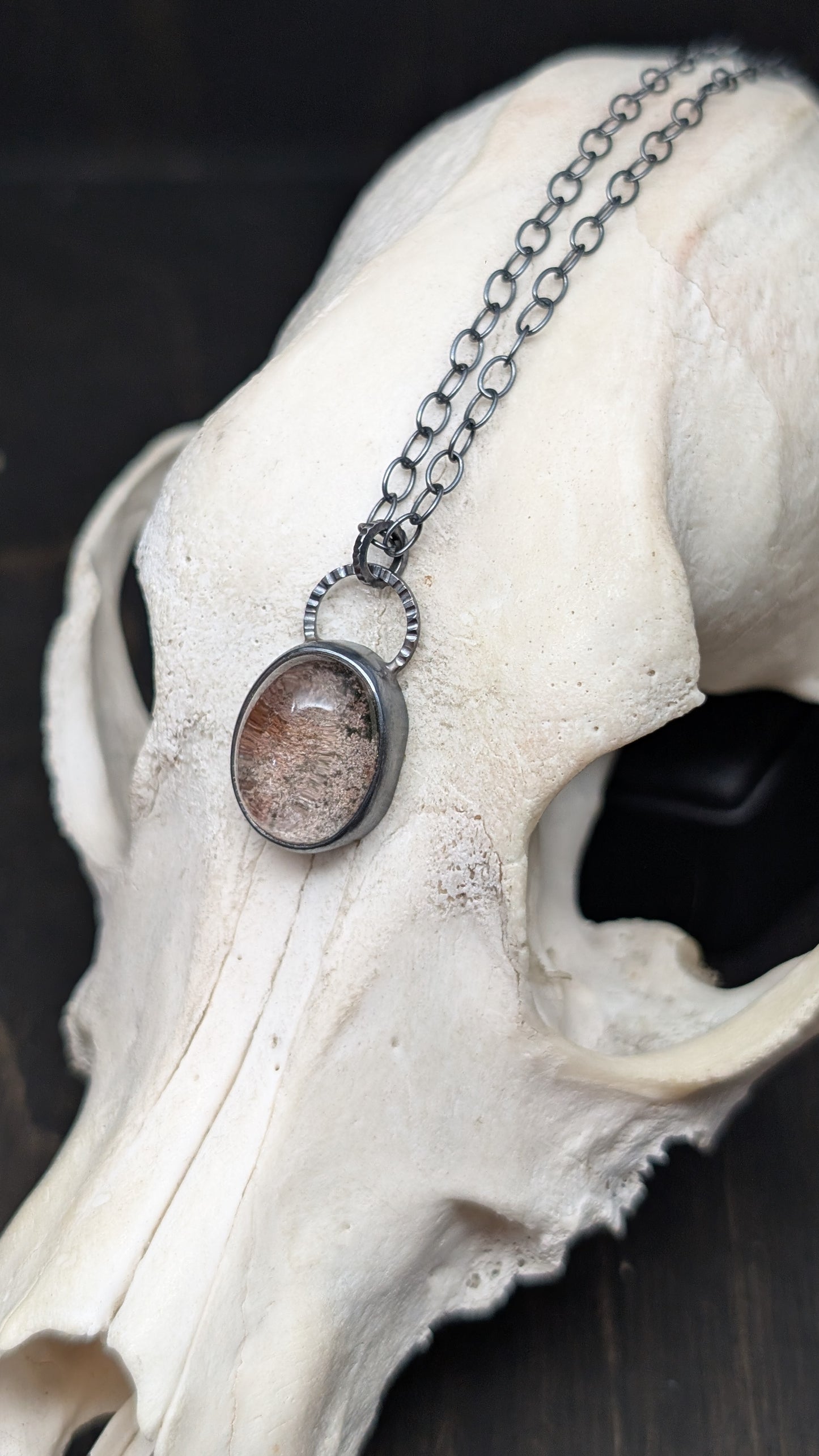 Lodalite Garden Quartz Textured Sterling Silver Necklace