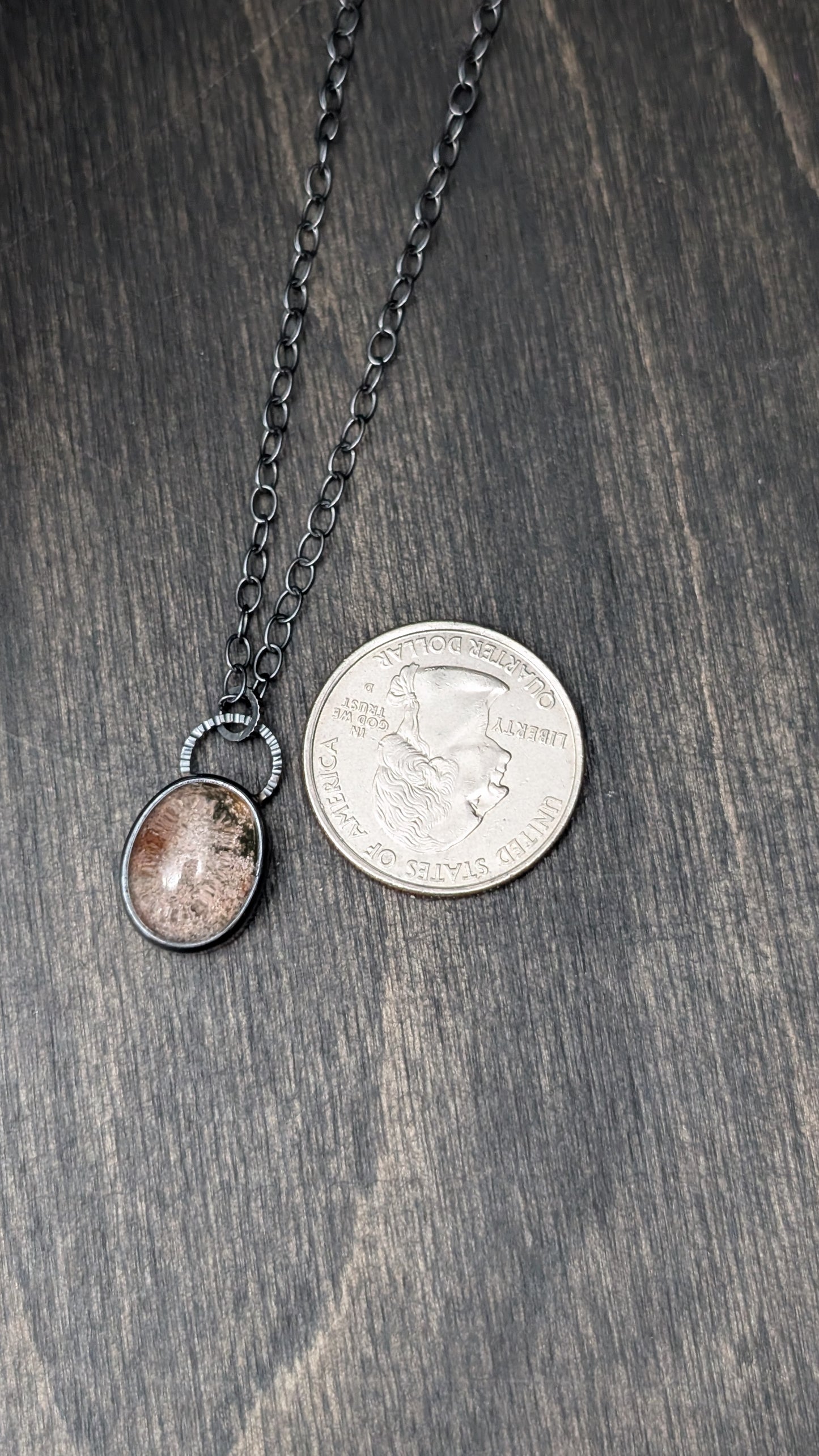 Lodalite Garden Quartz Textured Sterling Silver Necklace