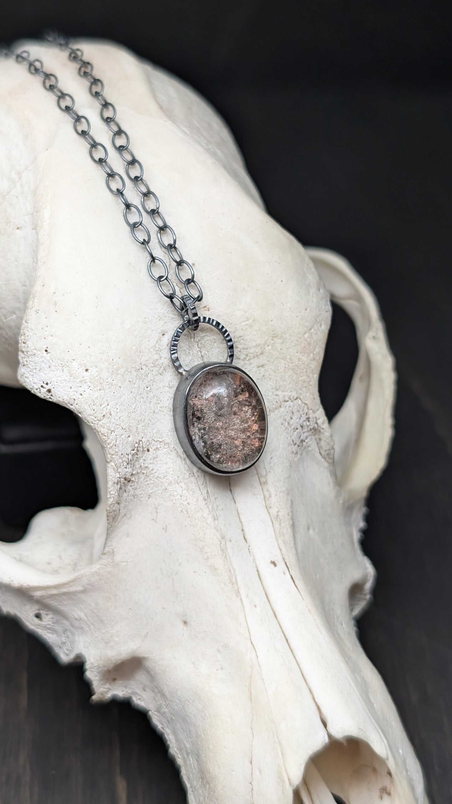 Lodalite Garden Quartz Textured Sterling Silver Necklace