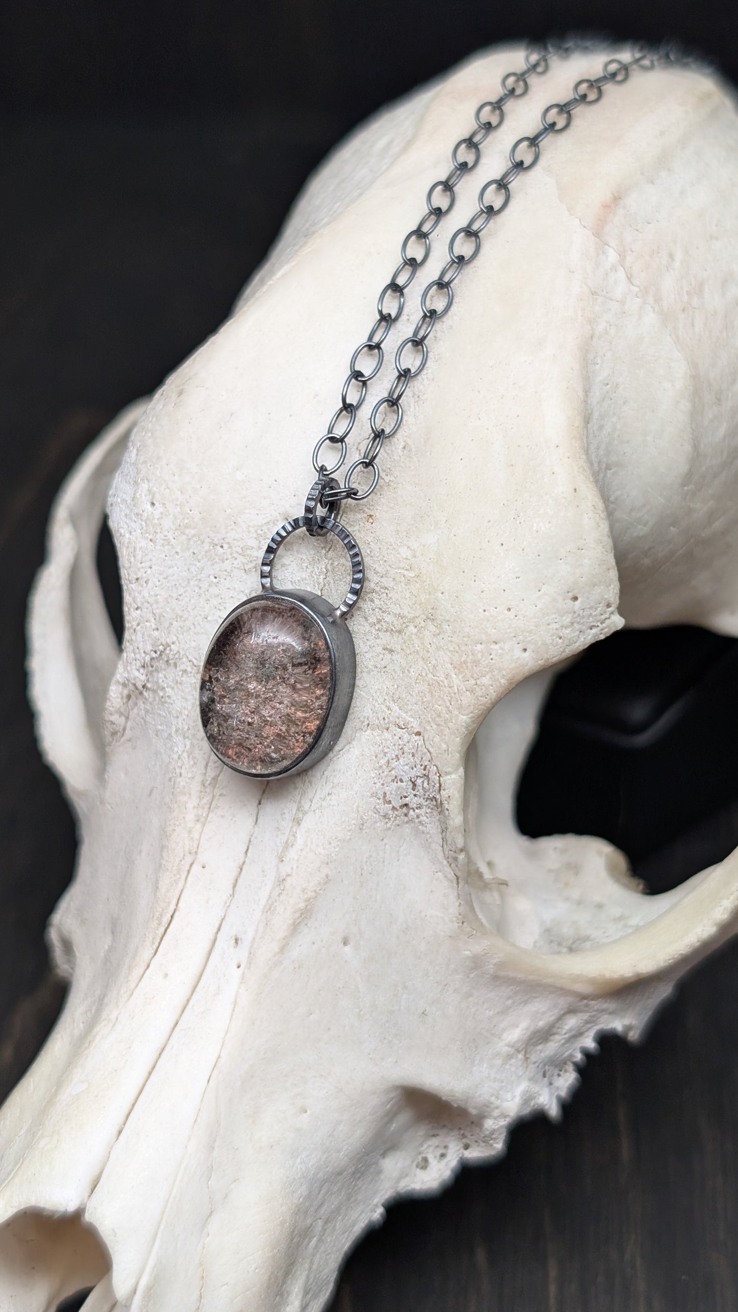 Lodalite Garden Quartz Textured Sterling Silver Necklace