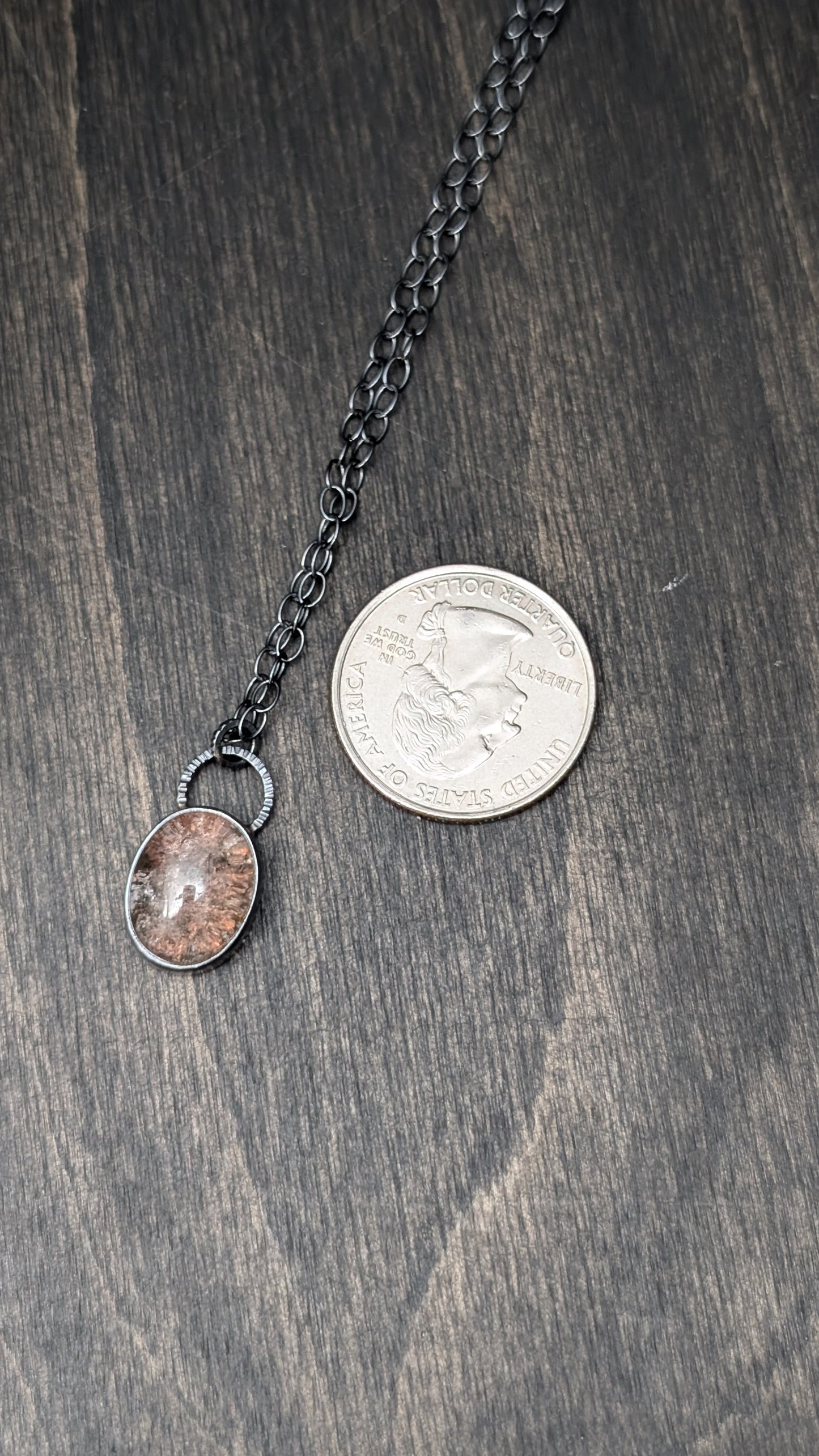 Lodalite Garden Quartz Textured Sterling Silver Necklace