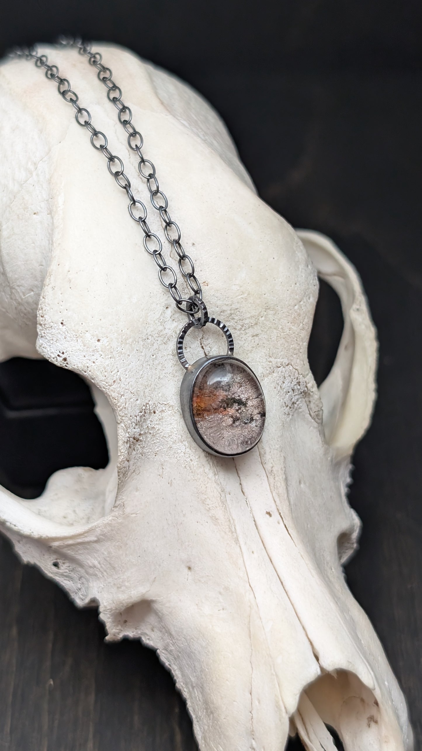 Lodalite Garden Quartz Textured Sterling Silver Necklace