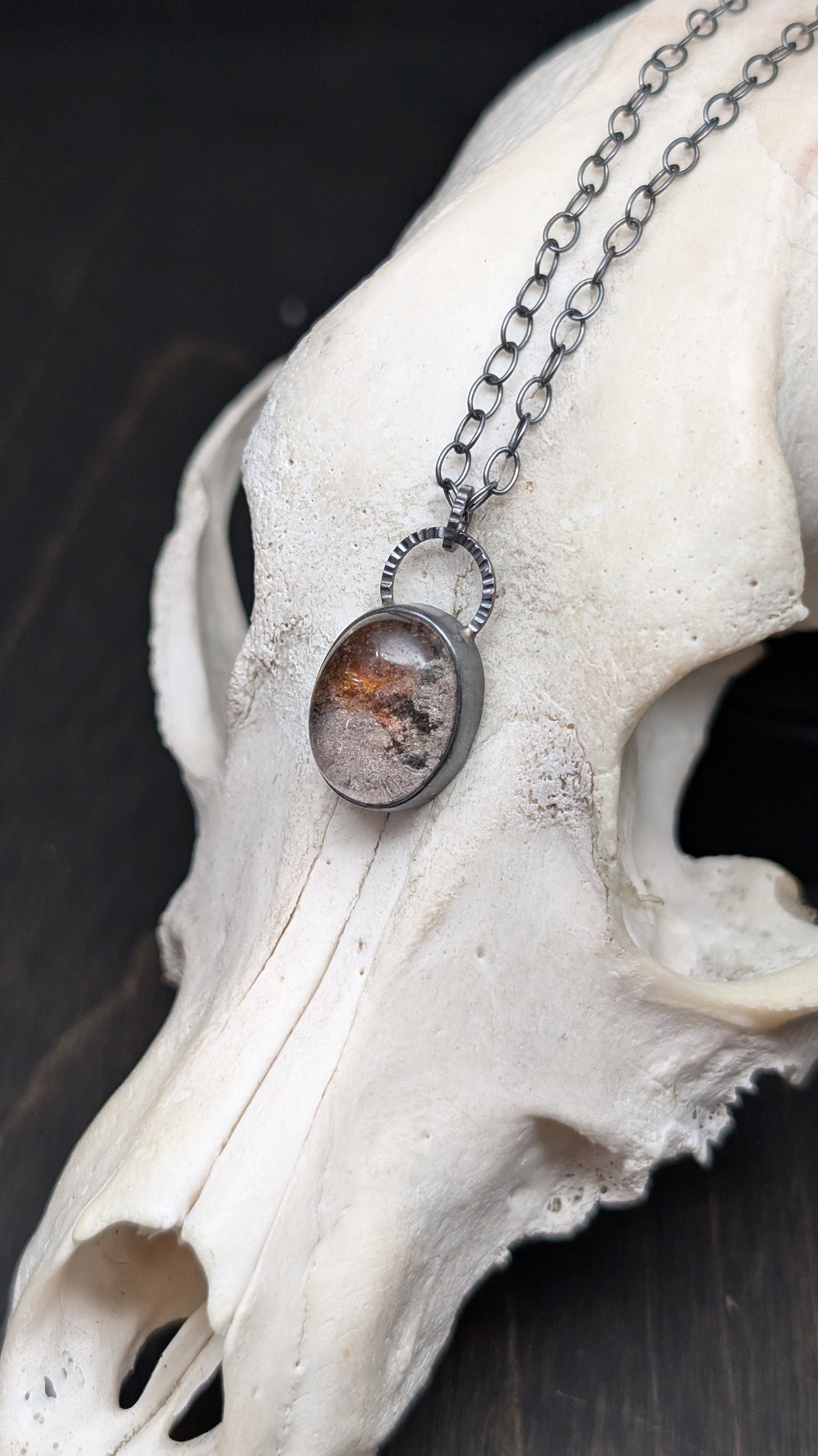 Lodalite Garden Quartz Textured Sterling Silver Necklace