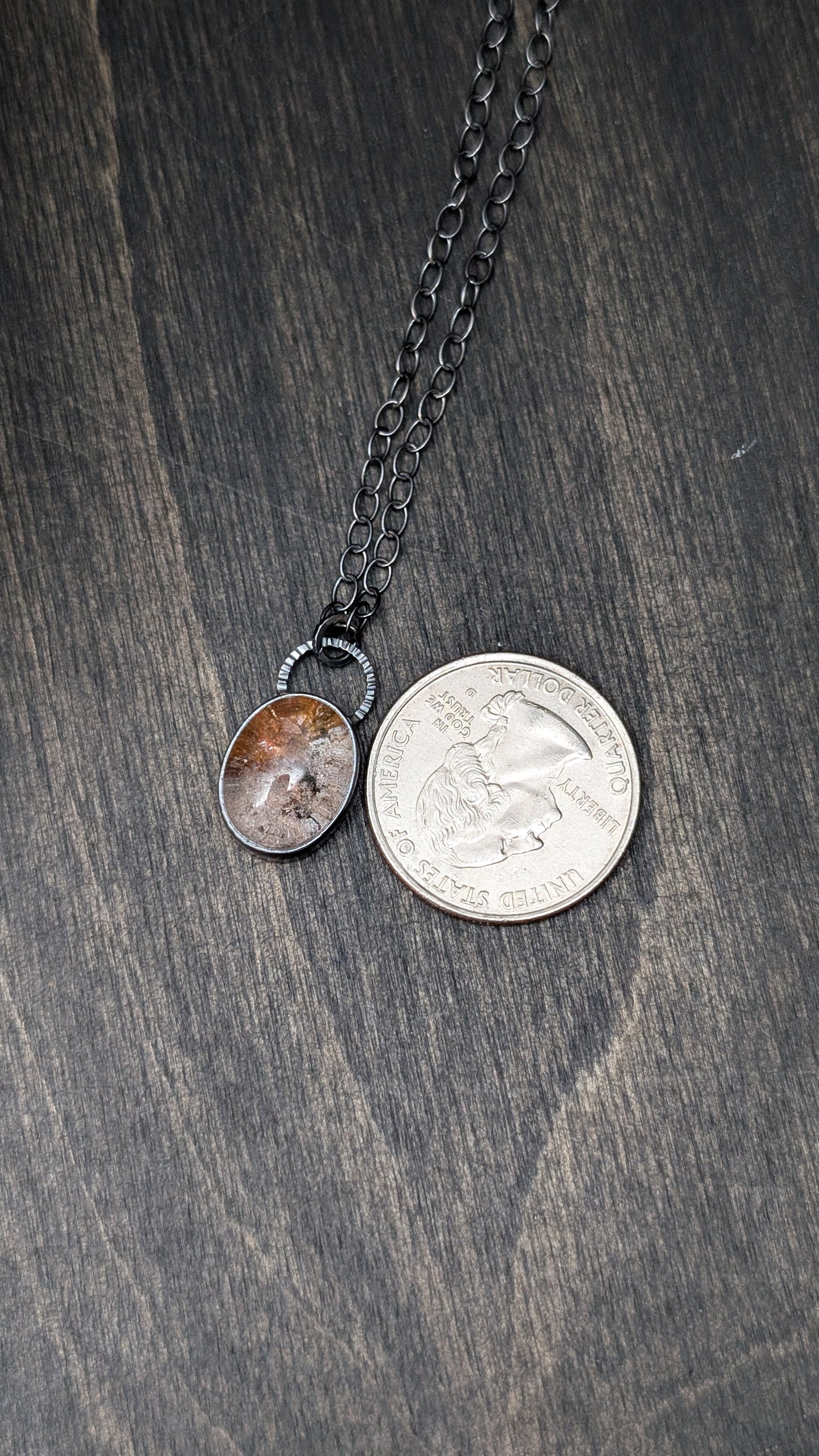 Lodalite Garden Quartz Textured Sterling Silver Necklace